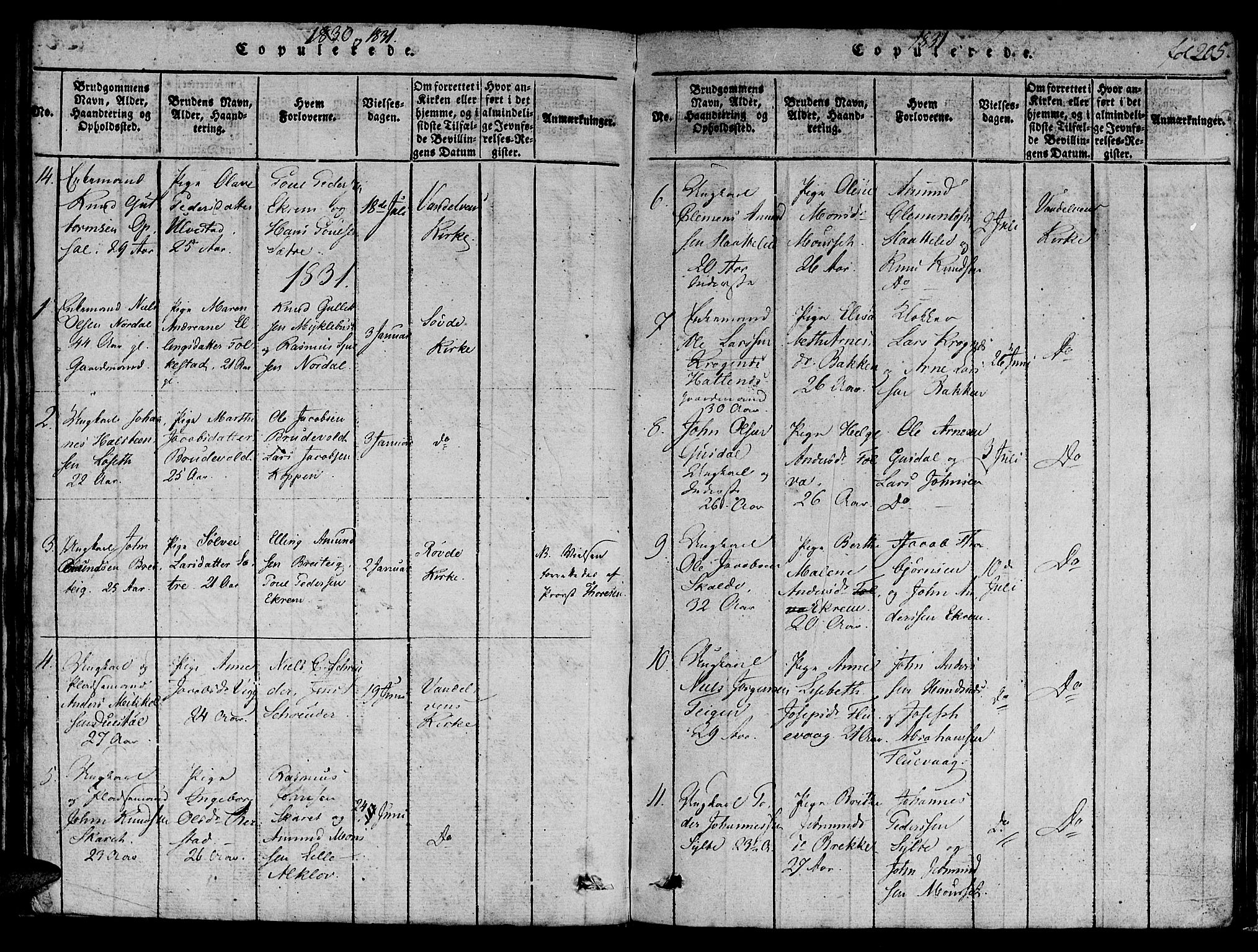 Ministerialprotokoller, klokkerbøker og fødselsregistre - Møre og Romsdal, AV/SAT-A-1454/501/L0004: Parish register (official) no. 501A04, 1816-1831, p. 205