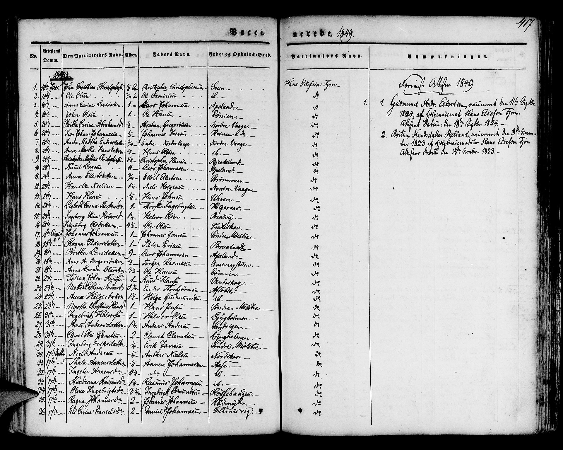 Finnås sokneprestembete, AV/SAB-A-99925/H/Ha/Haa/Haaa/L0006: Parish register (official) no. A 6, 1836-1850, p. 417