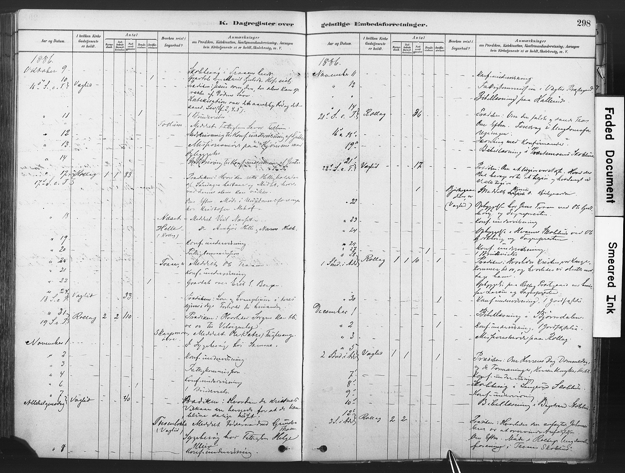 Rollag kirkebøker, AV/SAKO-A-240/F/Fa/L0011: Parish register (official) no. I 11, 1878-1902, p. 298