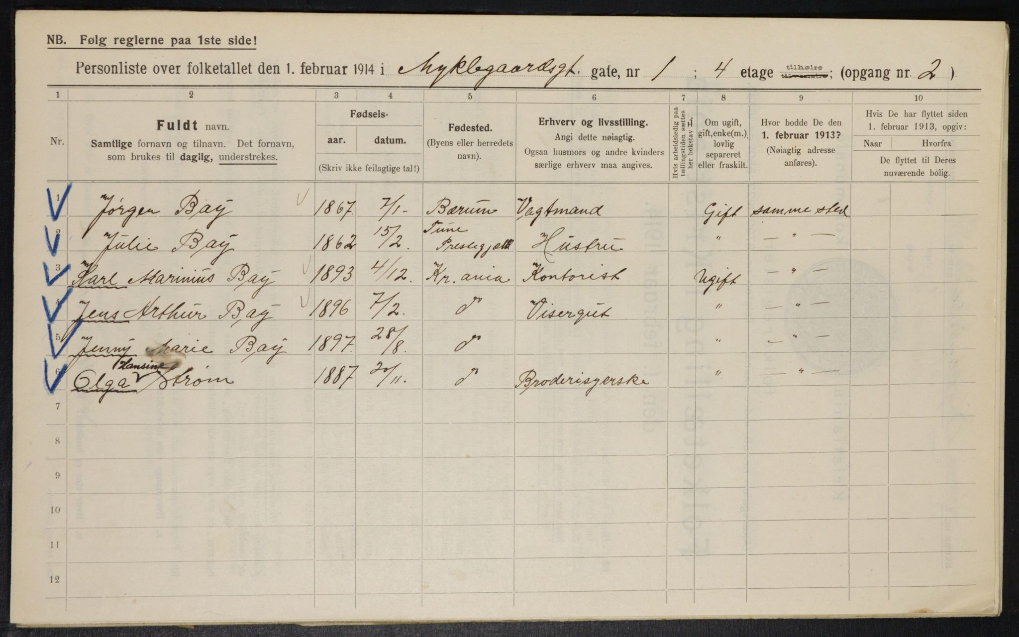 OBA, Municipal Census 1914 for Kristiania, 1914, p. 68170