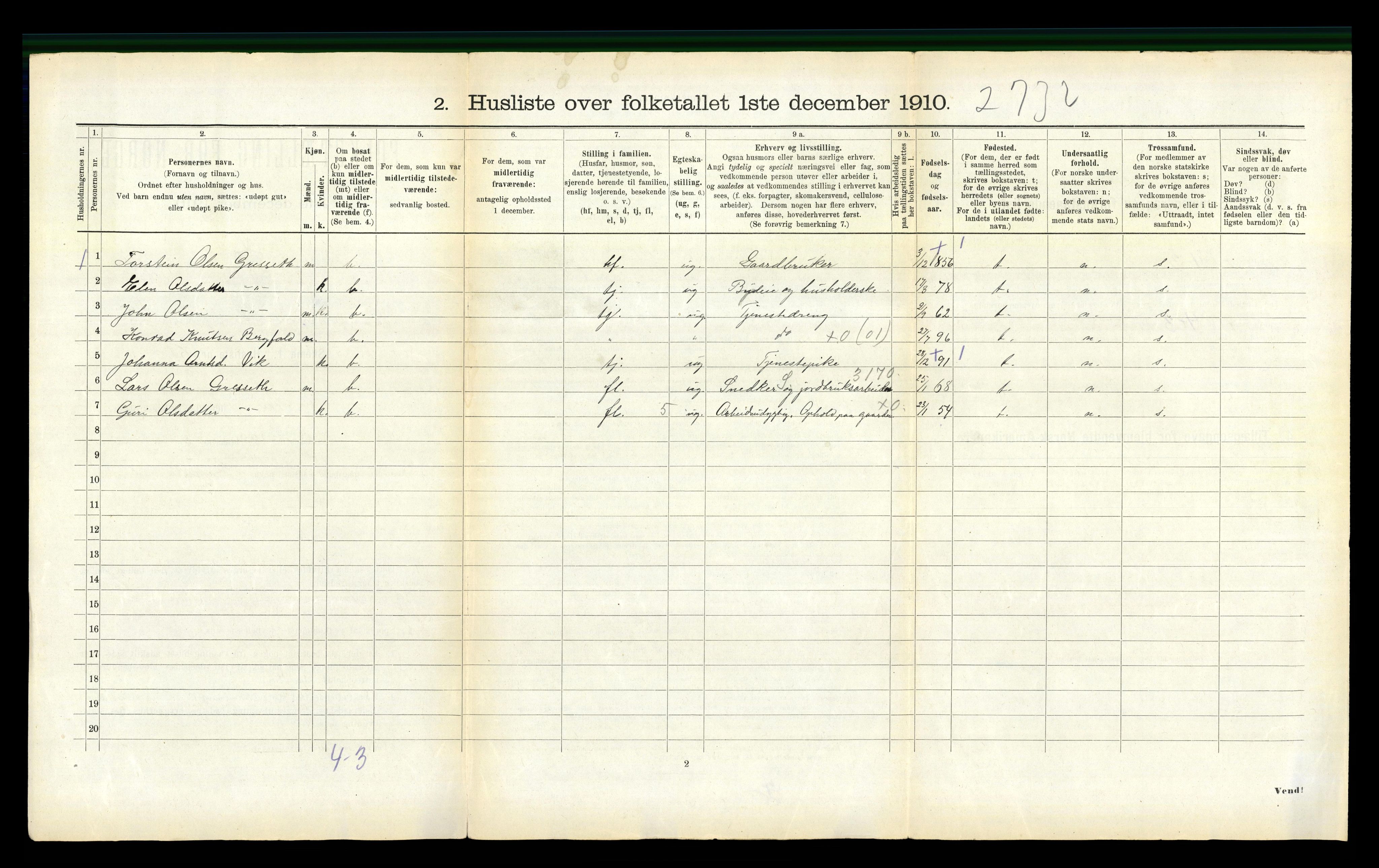 RA, 1910 census for Aure, 1910, p. 157