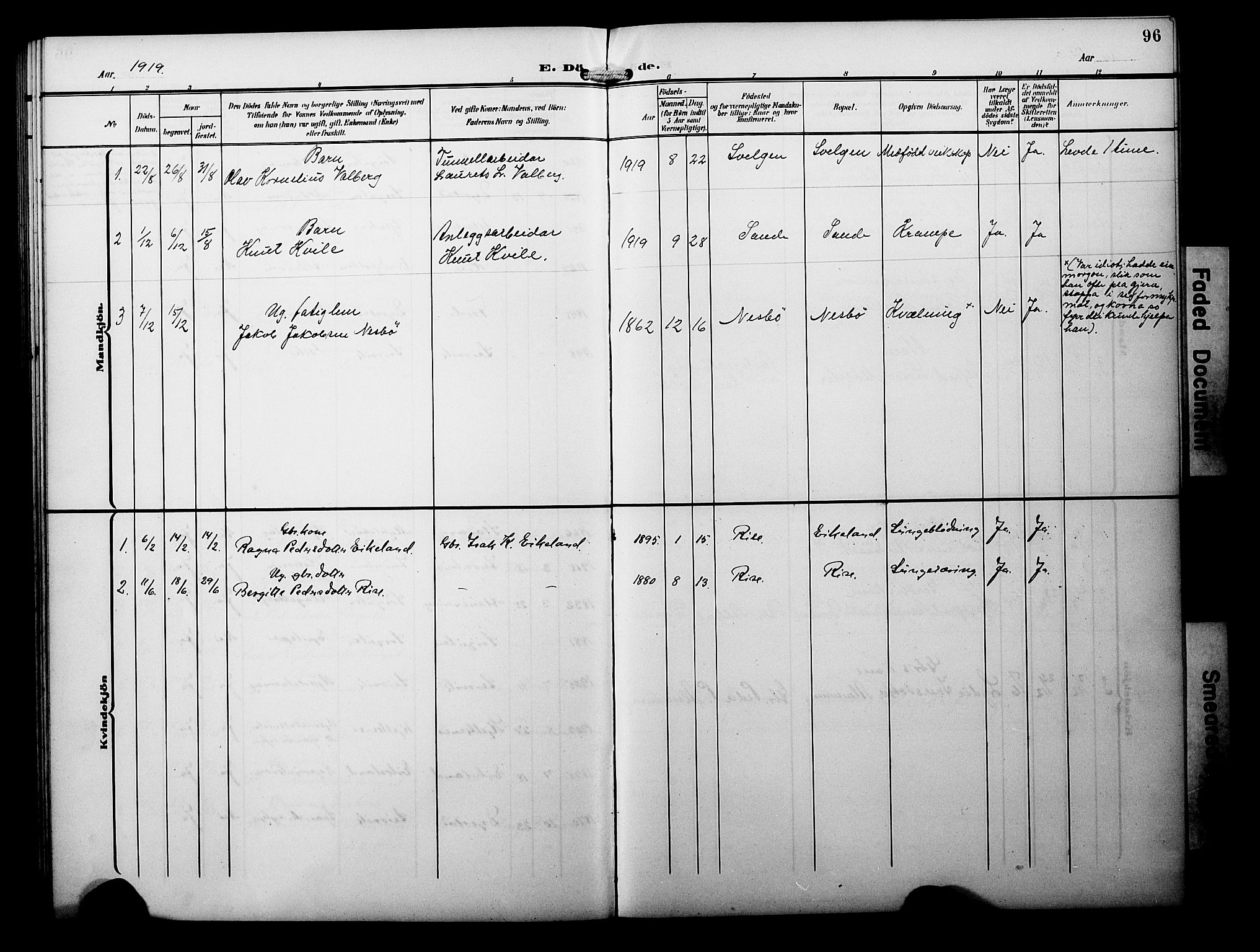 Davik sokneprestembete, AV/SAB-A-79701/H/Hab/Habb/L0001: Parish register (copy) no. B 1, 1903-1928, p. 96