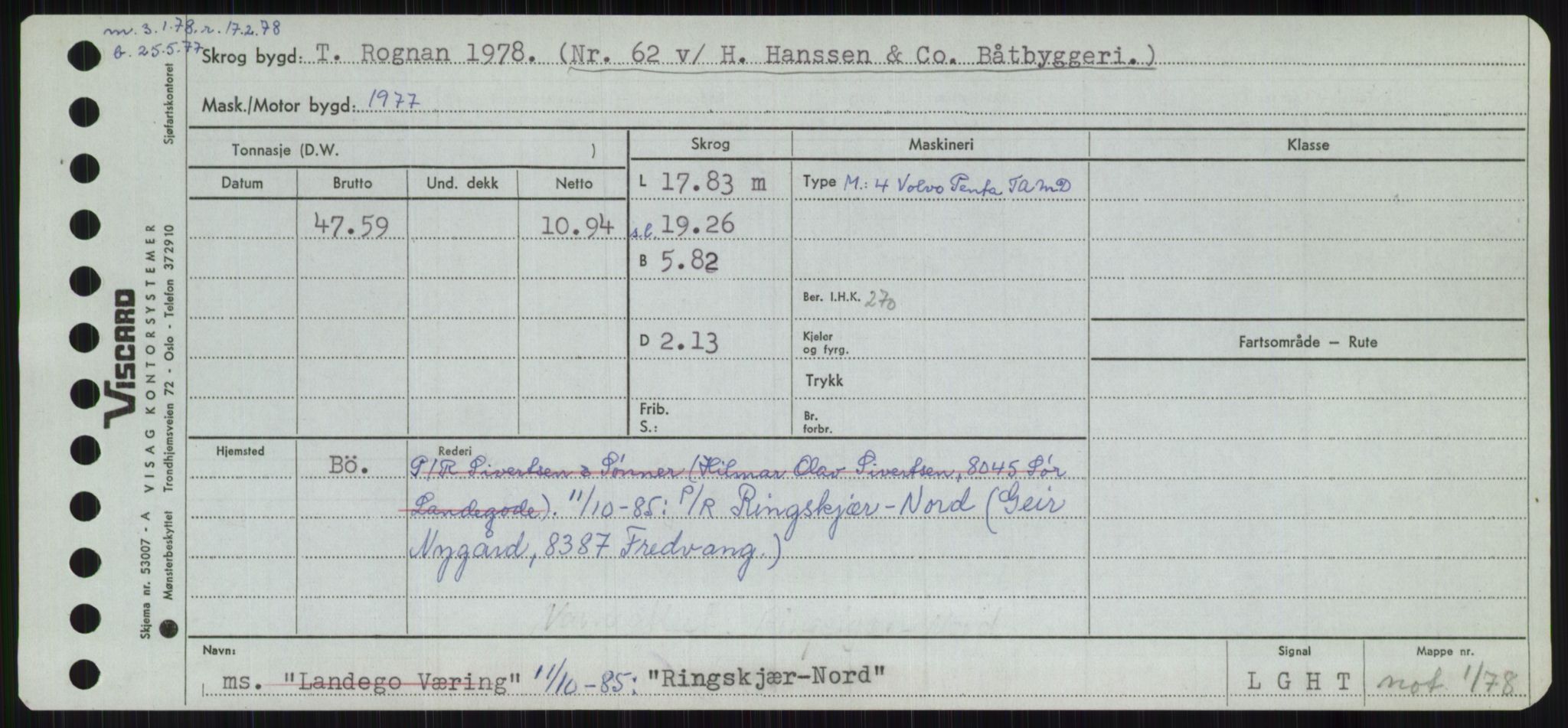 Sjøfartsdirektoratet med forløpere, Skipsmålingen, RA/S-1627/H/Ha/L0004/0002: Fartøy, Mas-R / Fartøy, Odin-R, p. 715