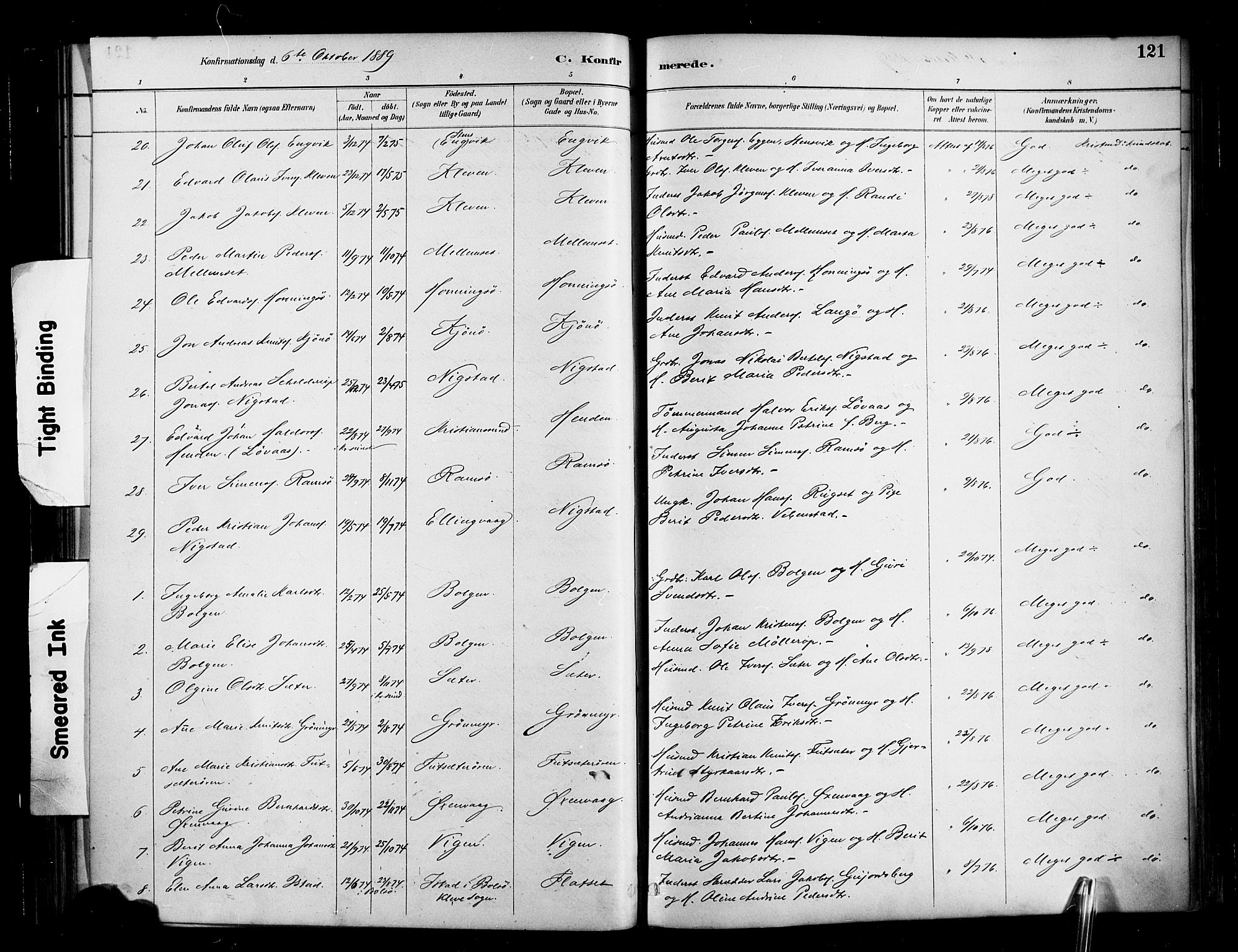 Ministerialprotokoller, klokkerbøker og fødselsregistre - Møre og Romsdal, AV/SAT-A-1454/569/L0819: Parish register (official) no. 569A05, 1885-1899, p. 121