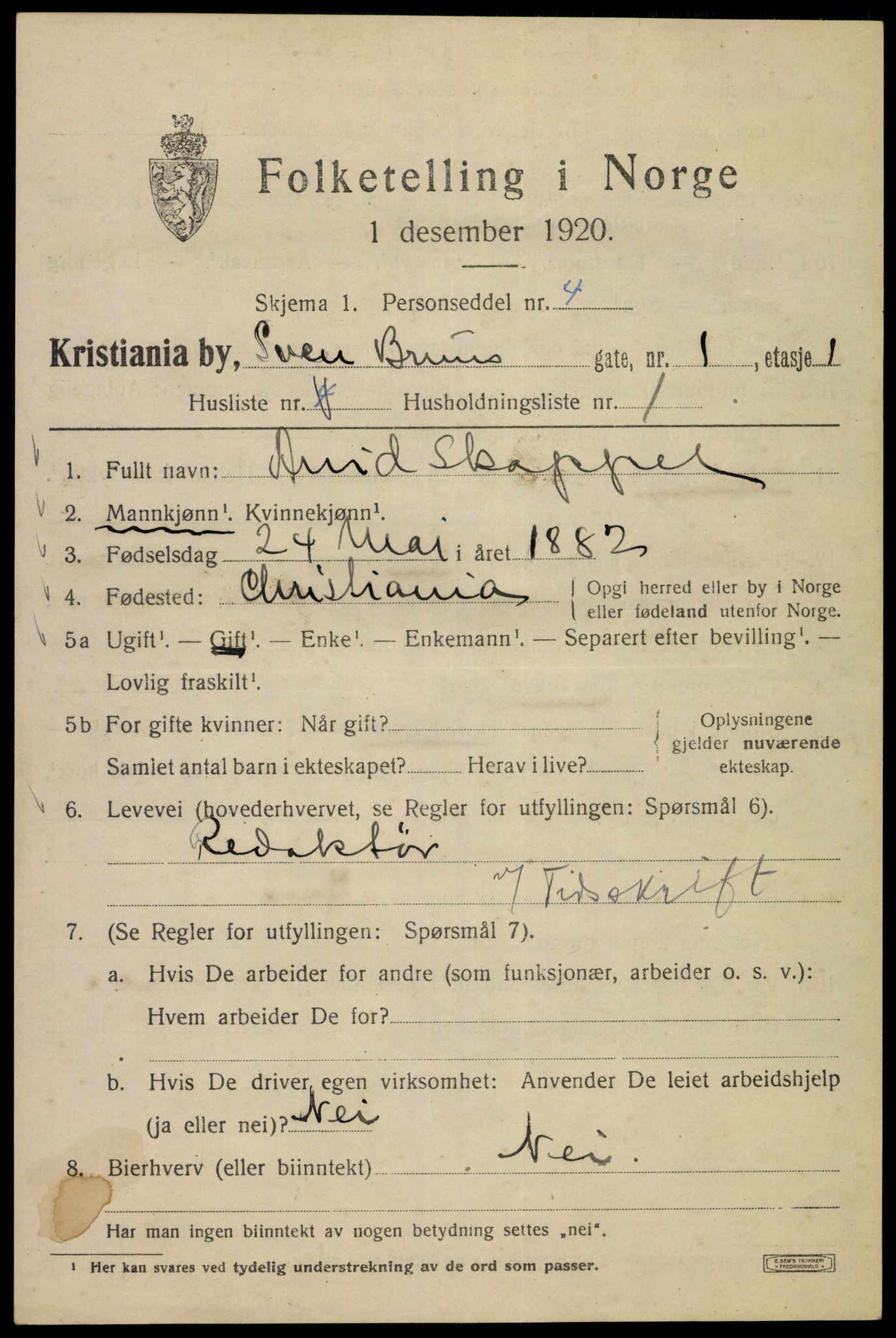 SAO, 1920 census for Kristiania, 1920, p. 554733