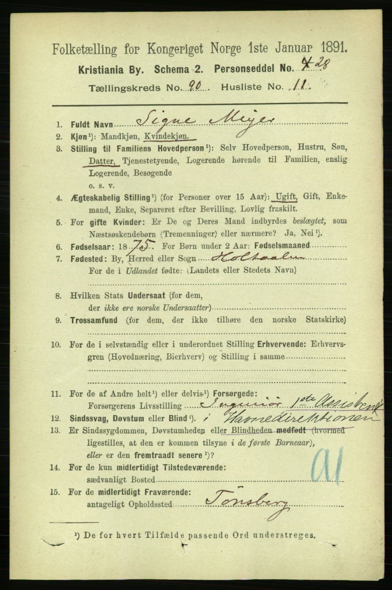 RA, 1891 census for 0301 Kristiania, 1891, p. 44591