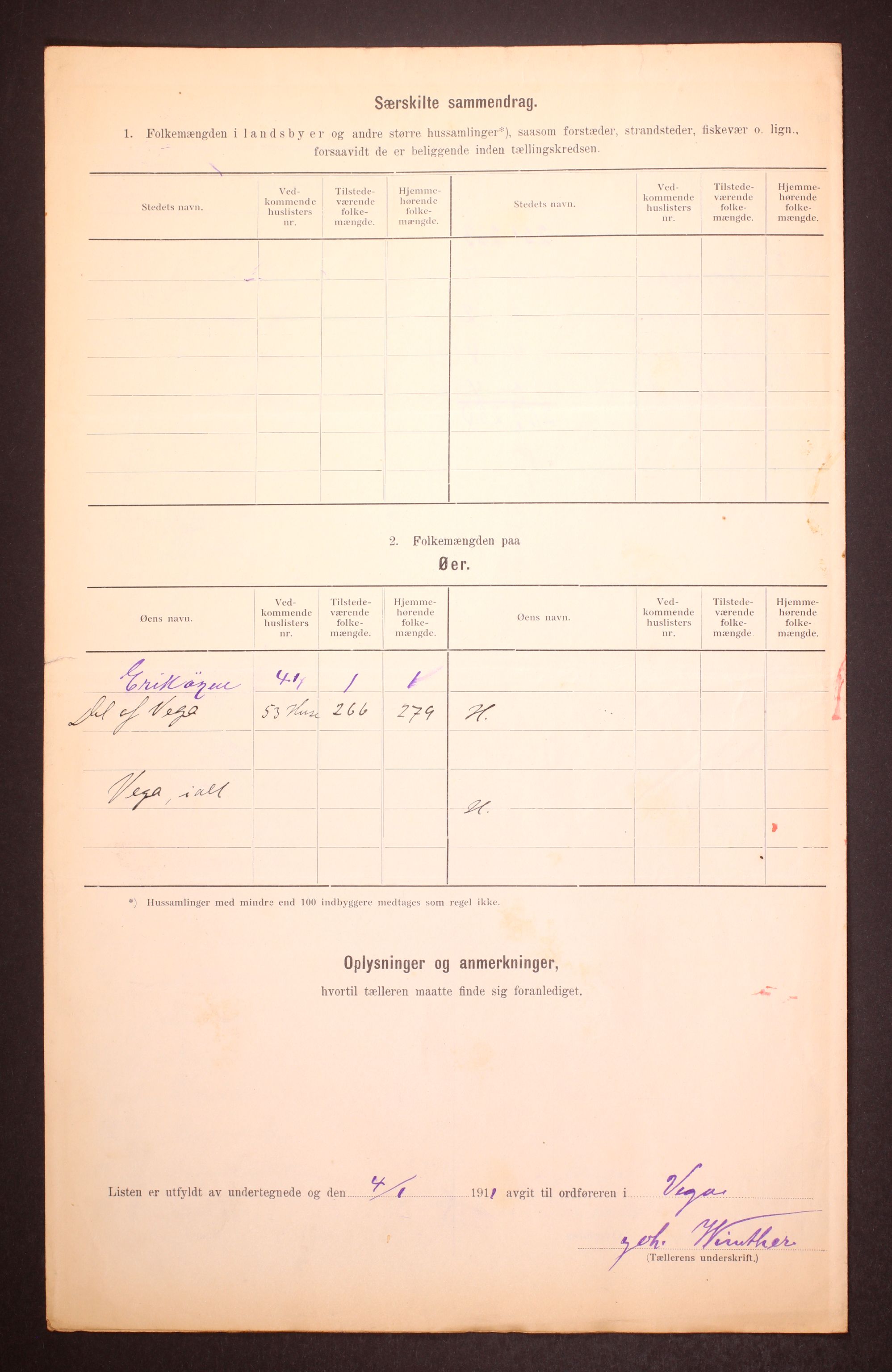 RA, 1910 census for Vega, 1910, p. 30