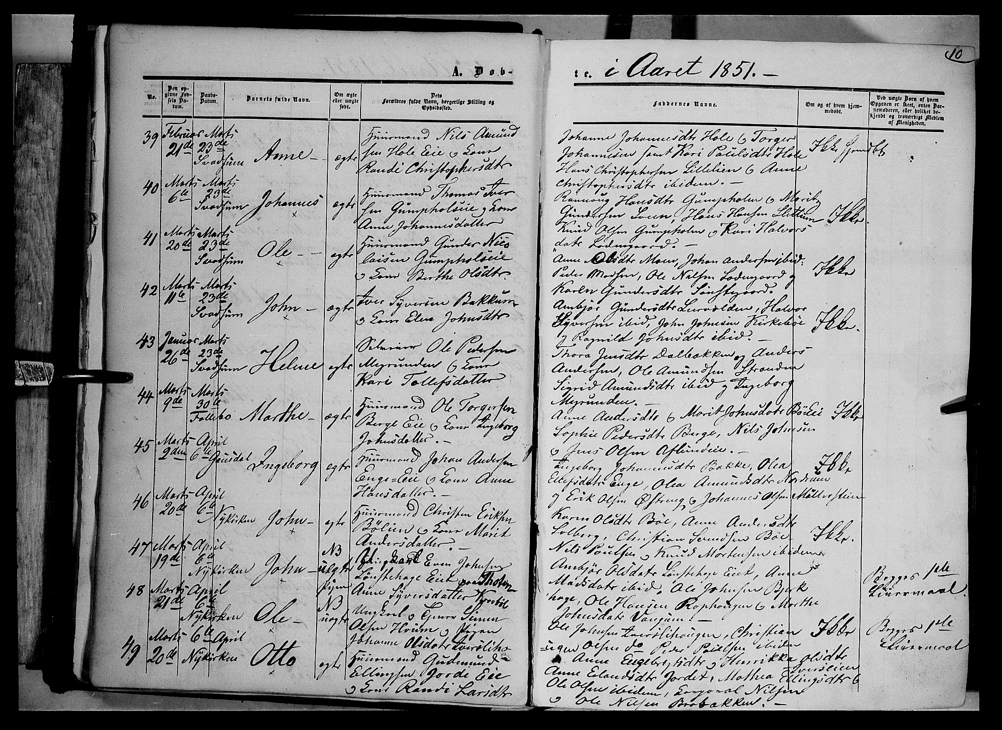 Gausdal prestekontor, SAH/PREST-090/H/Ha/Haa/L0008: Parish register (official) no. 8, 1850-1861, p. 10