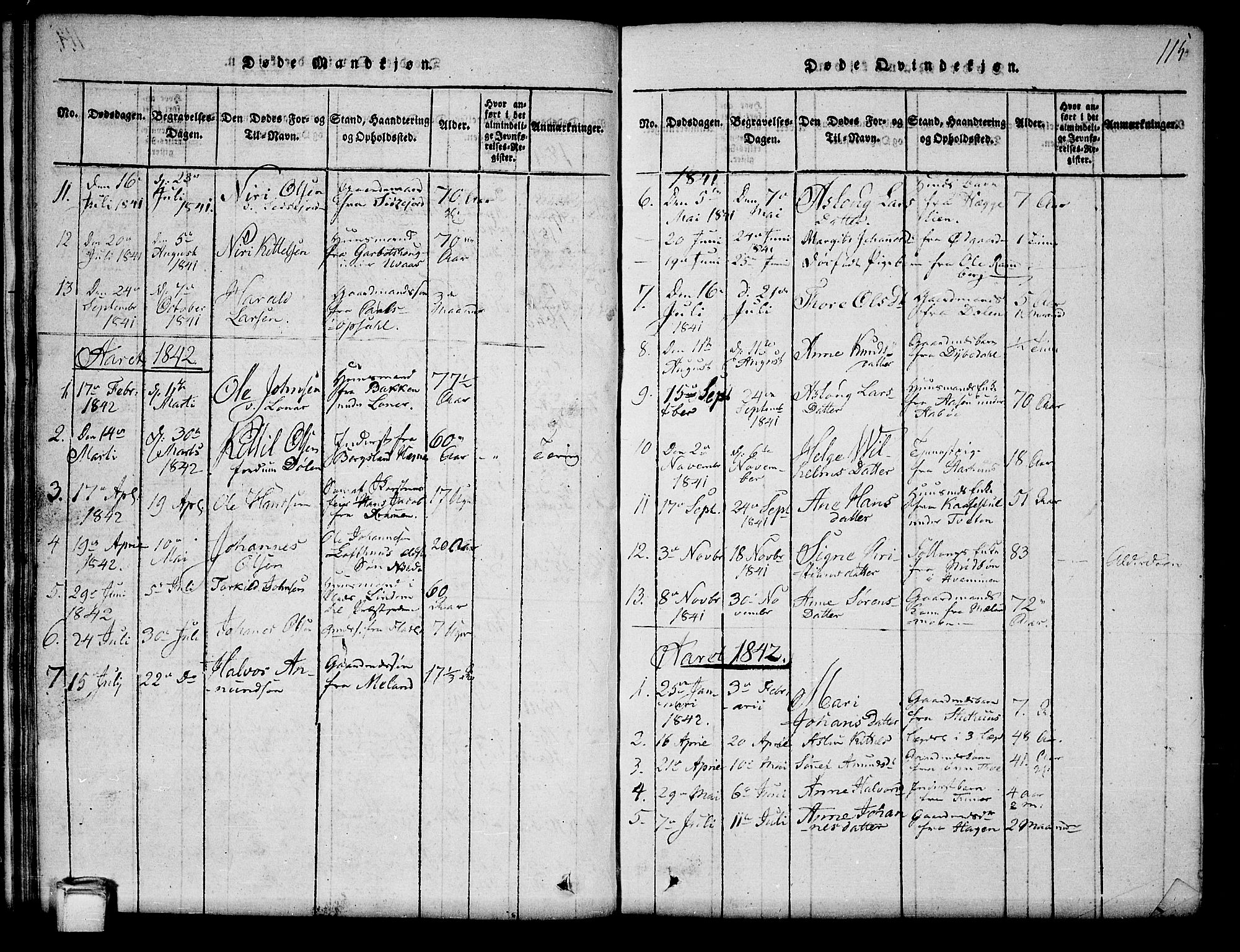 Hjartdal kirkebøker, SAKO/A-270/G/Ga/L0001: Parish register (copy) no. I 1, 1815-1842, p. 115