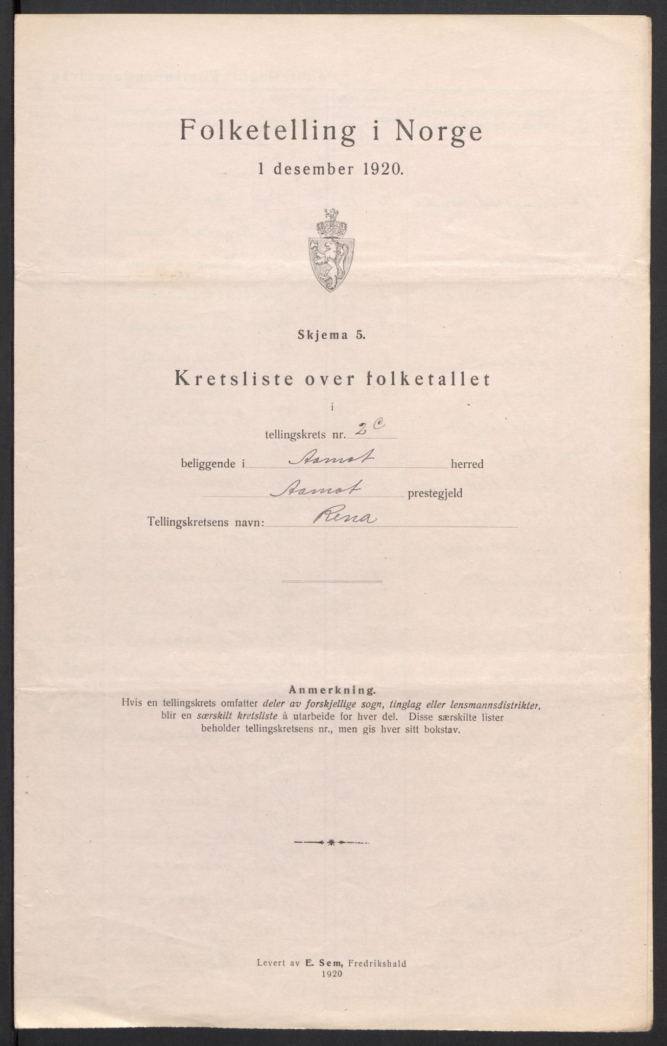 SAH, 1920 census for Åmot, 1920, p. 17