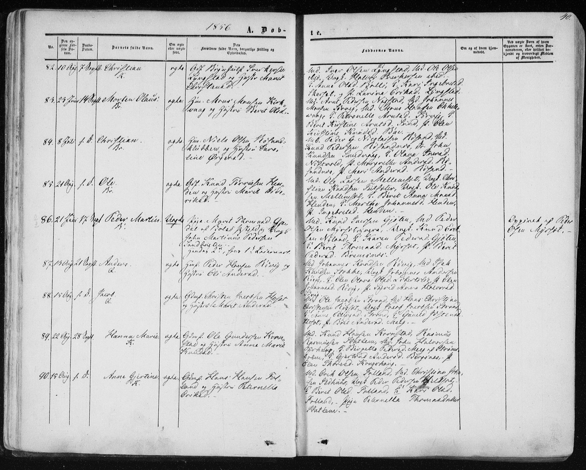 Ministerialprotokoller, klokkerbøker og fødselsregistre - Møre og Romsdal, AV/SAT-A-1454/568/L0804: Parish register (official) no. 568A11, 1854-1868, p. 40