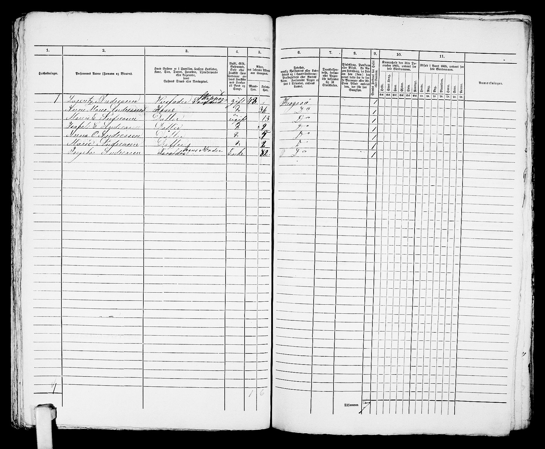 RA, 1865 census for Kragerø/Kragerø, 1865, p. 921