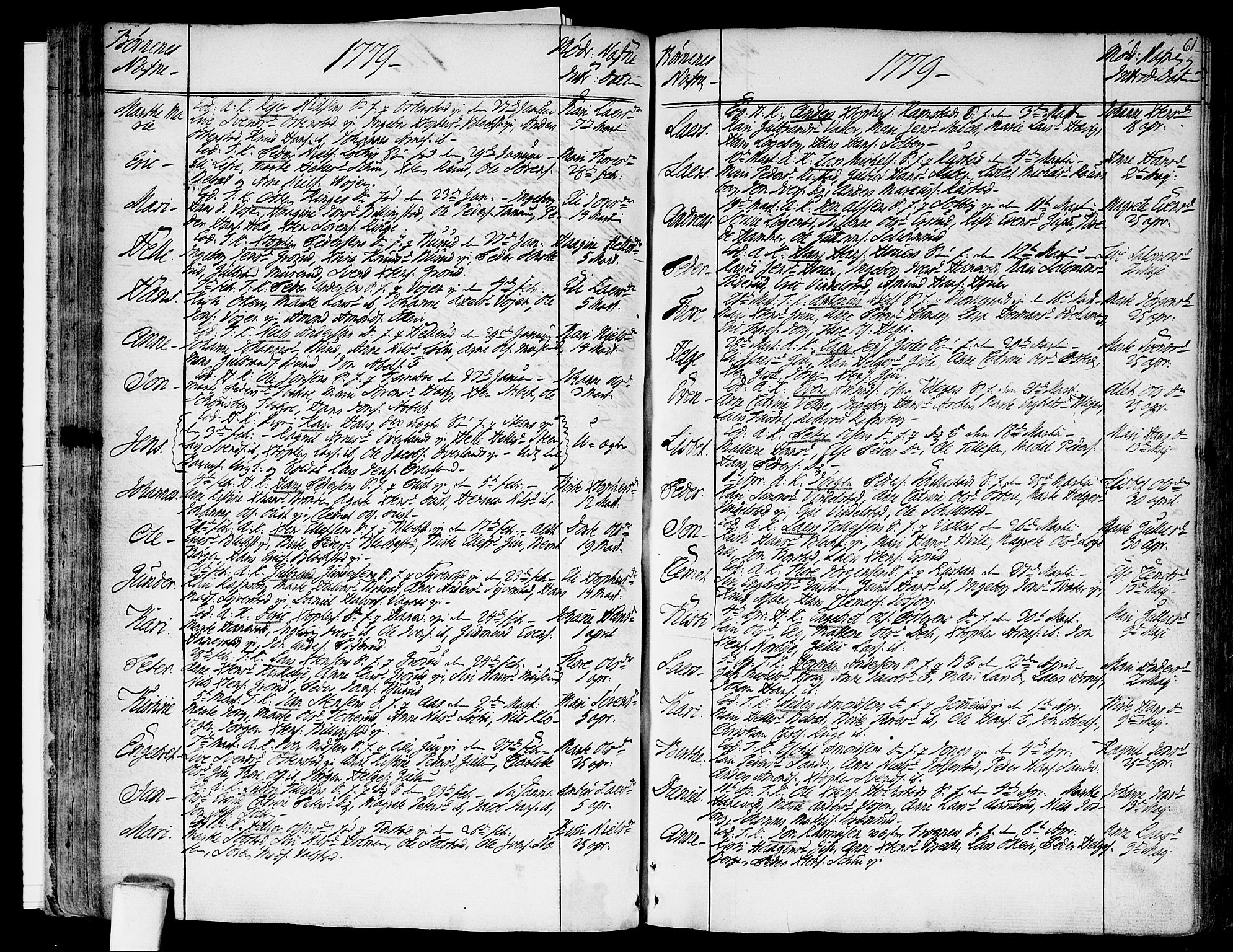 Asker prestekontor Kirkebøker, SAO/A-10256a/F/Fa/L0003: Parish register (official) no. I 3, 1767-1807, p. 61