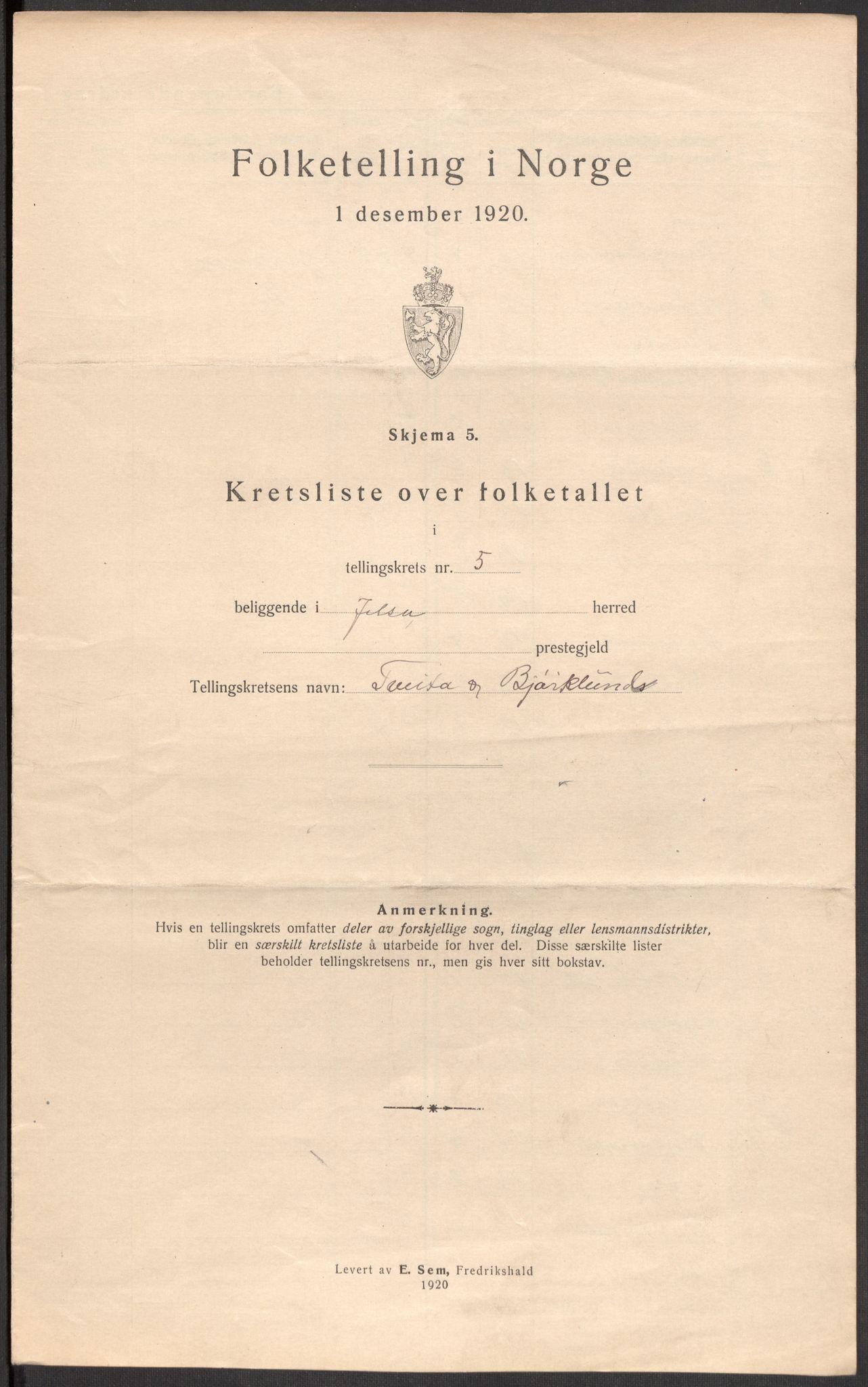 SAST, 1920 census for Jelsa, 1920, p. 24