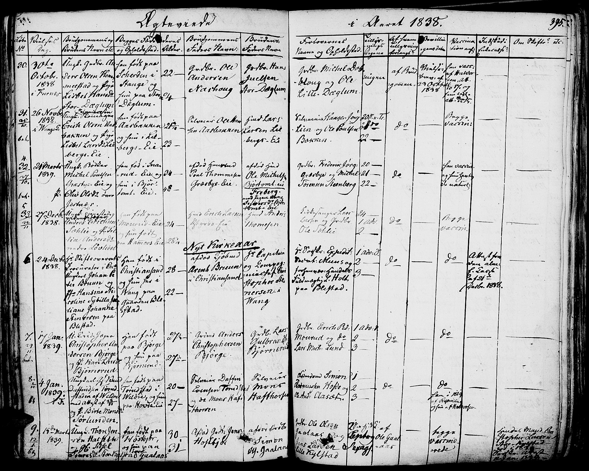 Vang prestekontor, Hedmark, SAH/PREST-008/H/Ha/Haa/L0009: Parish register (official) no. 9, 1826-1841, p. 395