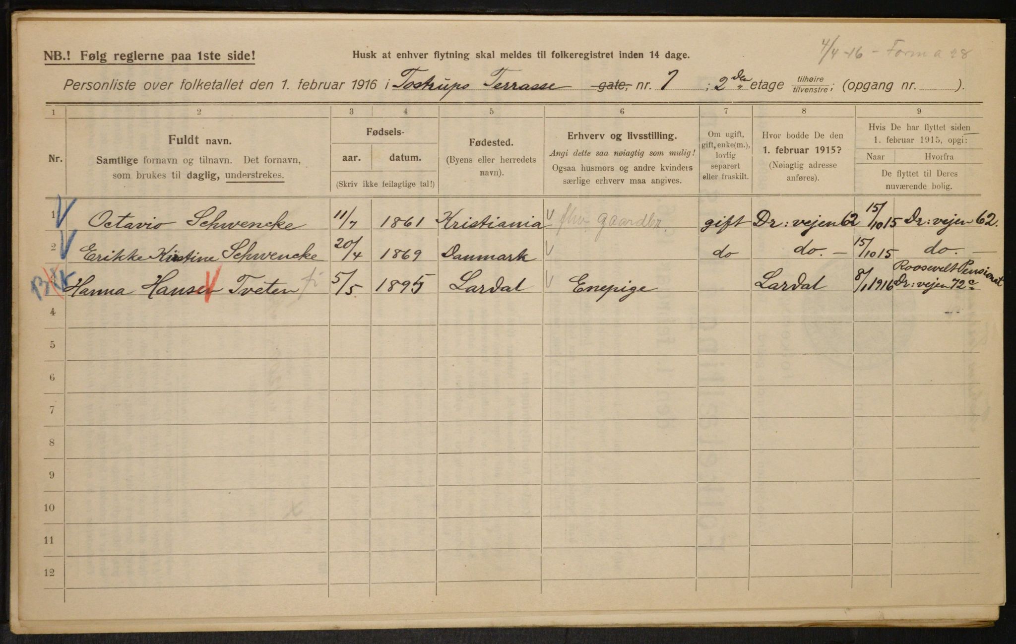 OBA, Municipal Census 1916 for Kristiania, 1916, p. 118351