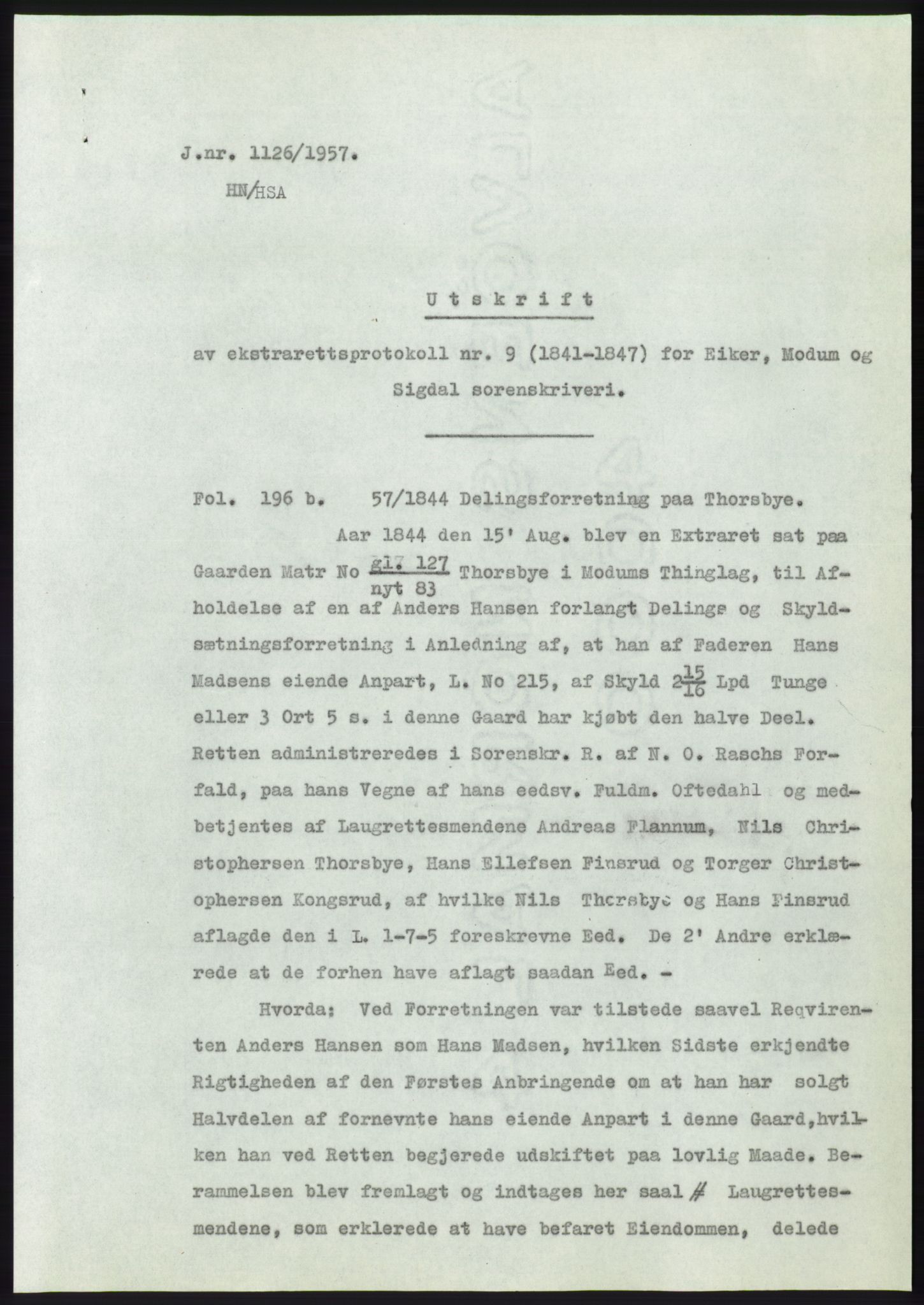 Statsarkivet i Kongsberg, SAKO/A-0001, 1957, p. 332