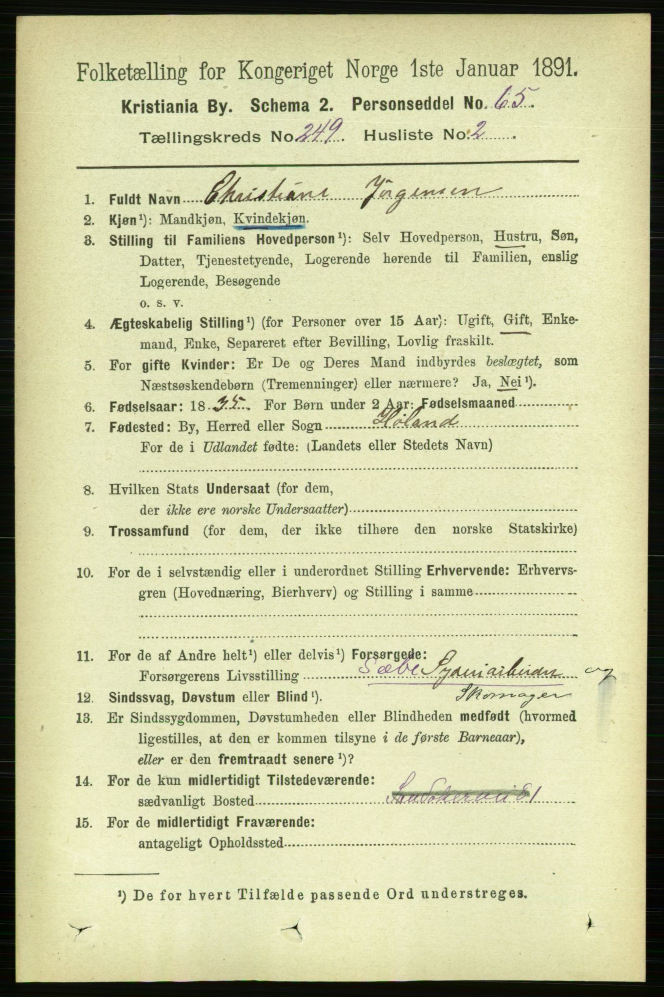 RA, 1891 census for 0301 Kristiania, 1891, p. 152386