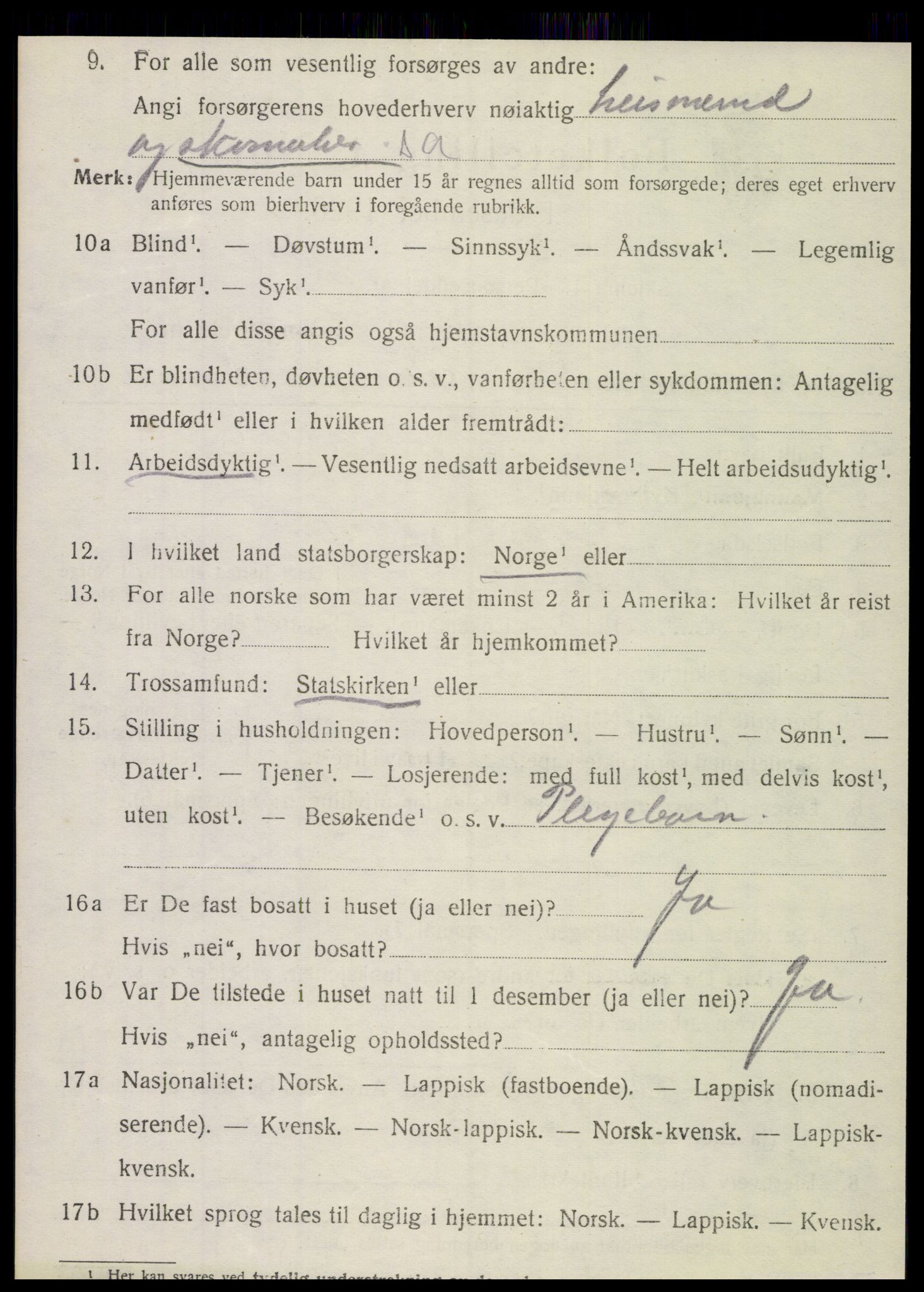 SAT, 1920 census for Dønnes, 1920, p. 2899