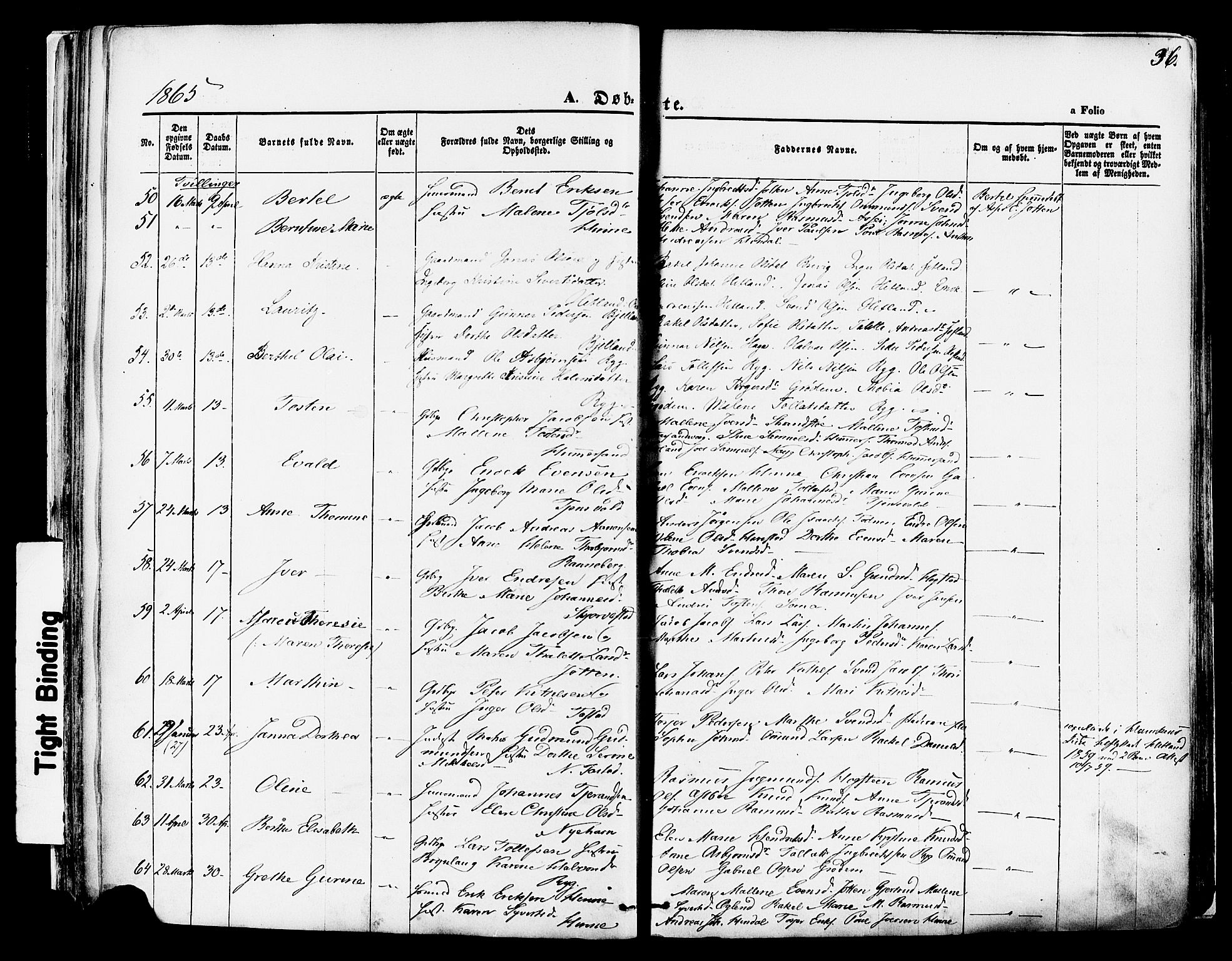 Hetland sokneprestkontor, AV/SAST-A-101826/30/30BA/L0003: Parish register (official) no. A 3, 1862-1876, p. 36