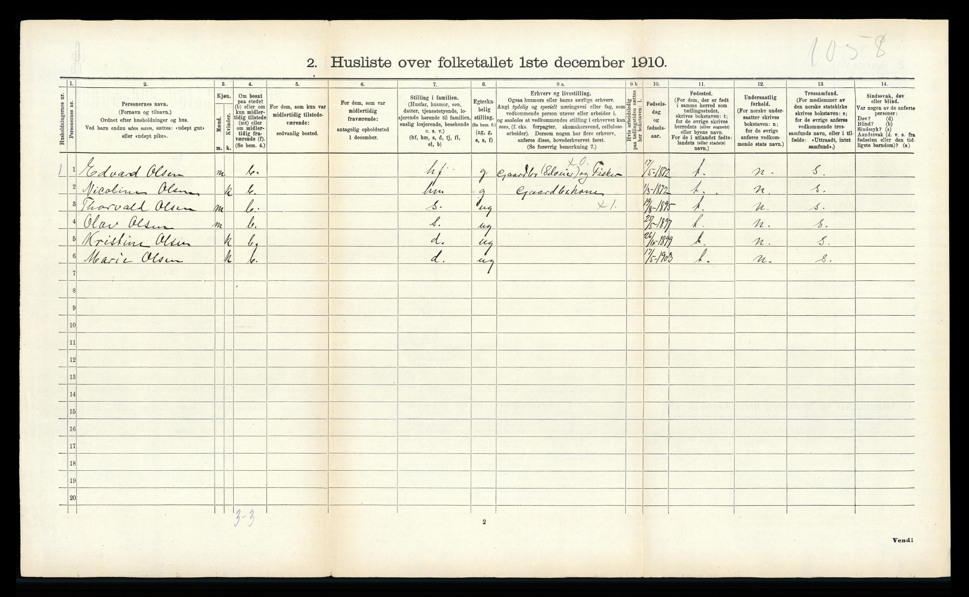 RA, 1910 census for Hamarøy, 1910, p. 189