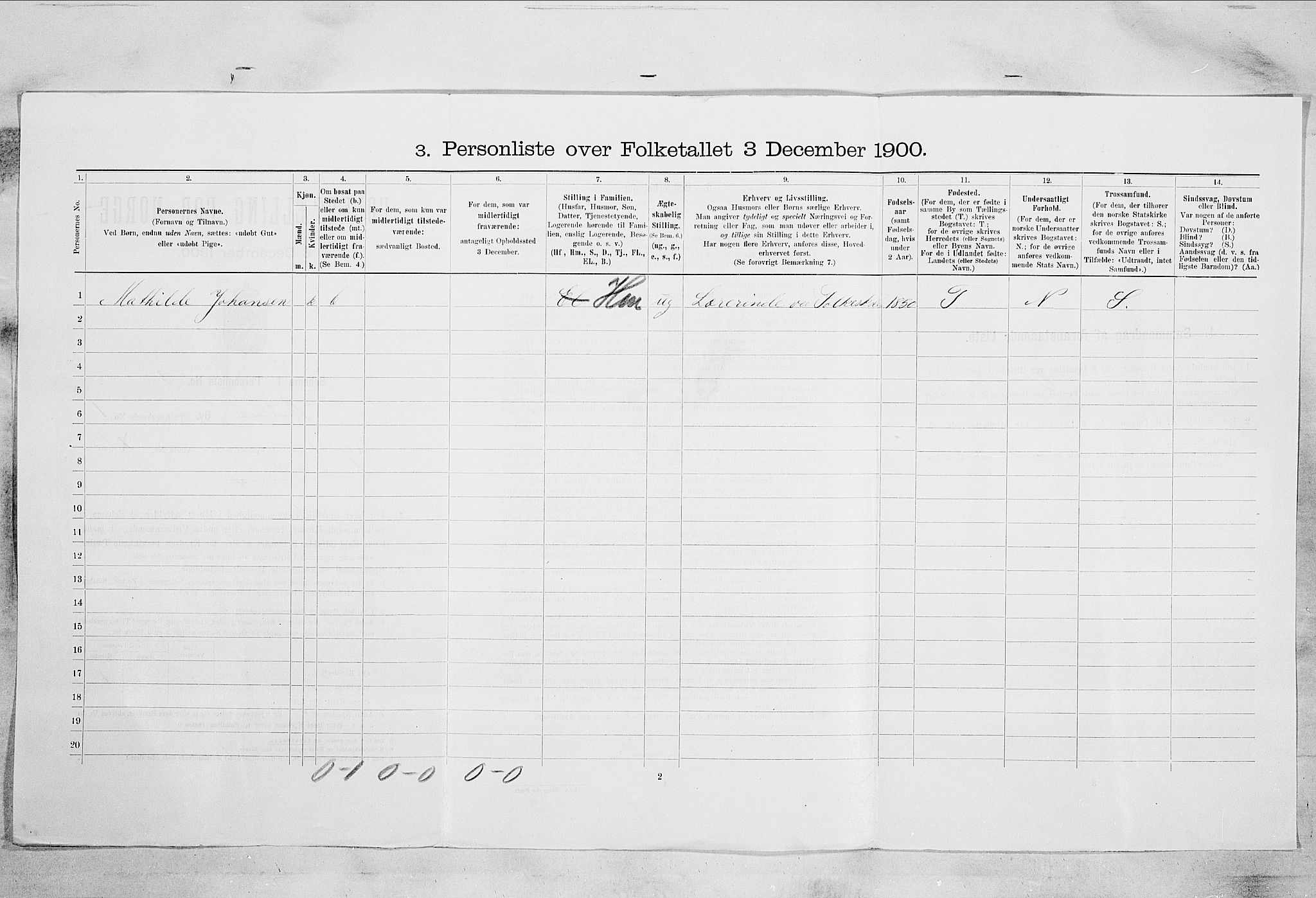RA, 1900 census for Horten, 1900, p. 1117