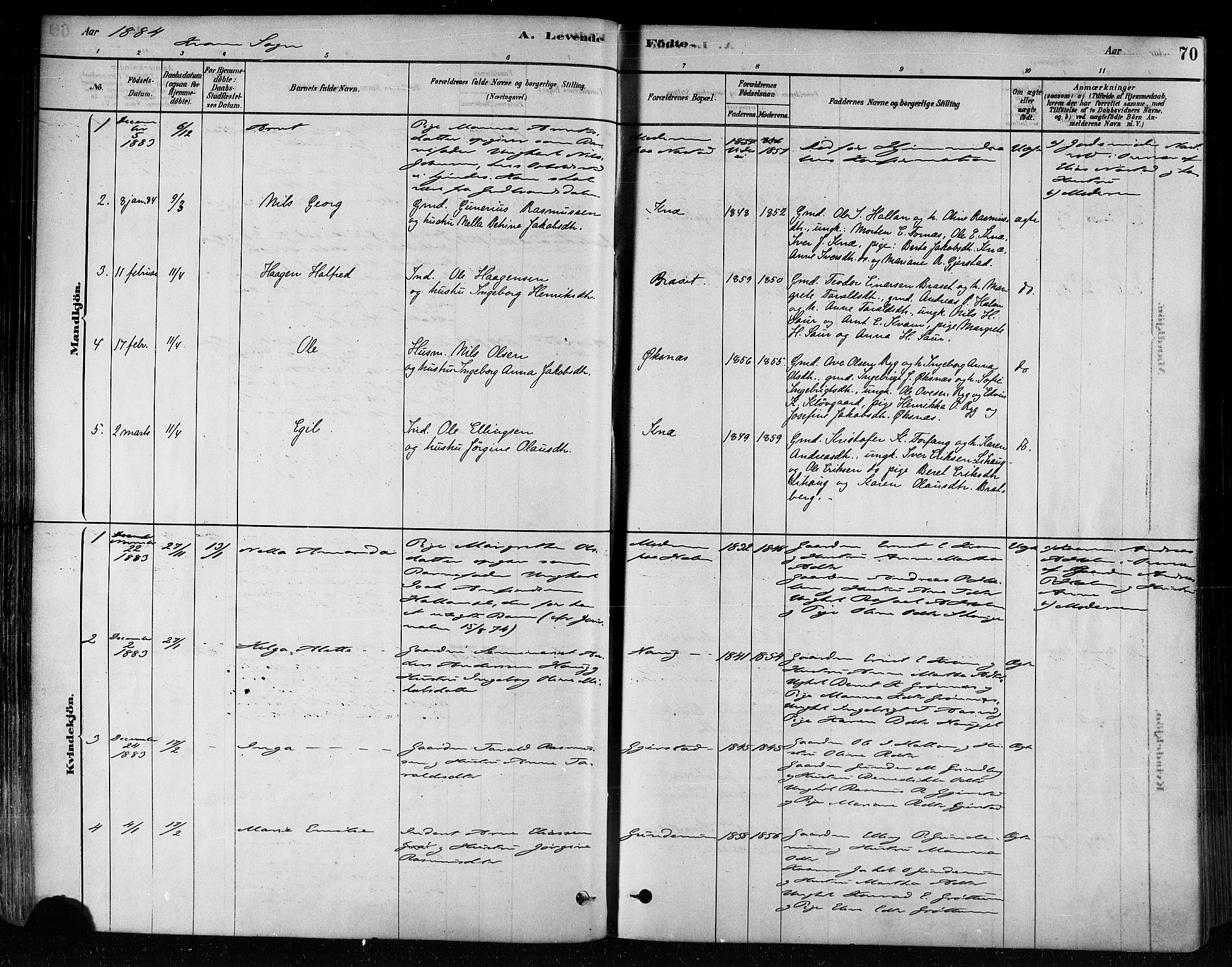 Ministerialprotokoller, klokkerbøker og fødselsregistre - Nord-Trøndelag, SAT/A-1458/746/L0449: Parish register (official) no. 746A07 /2, 1878-1899, p. 70