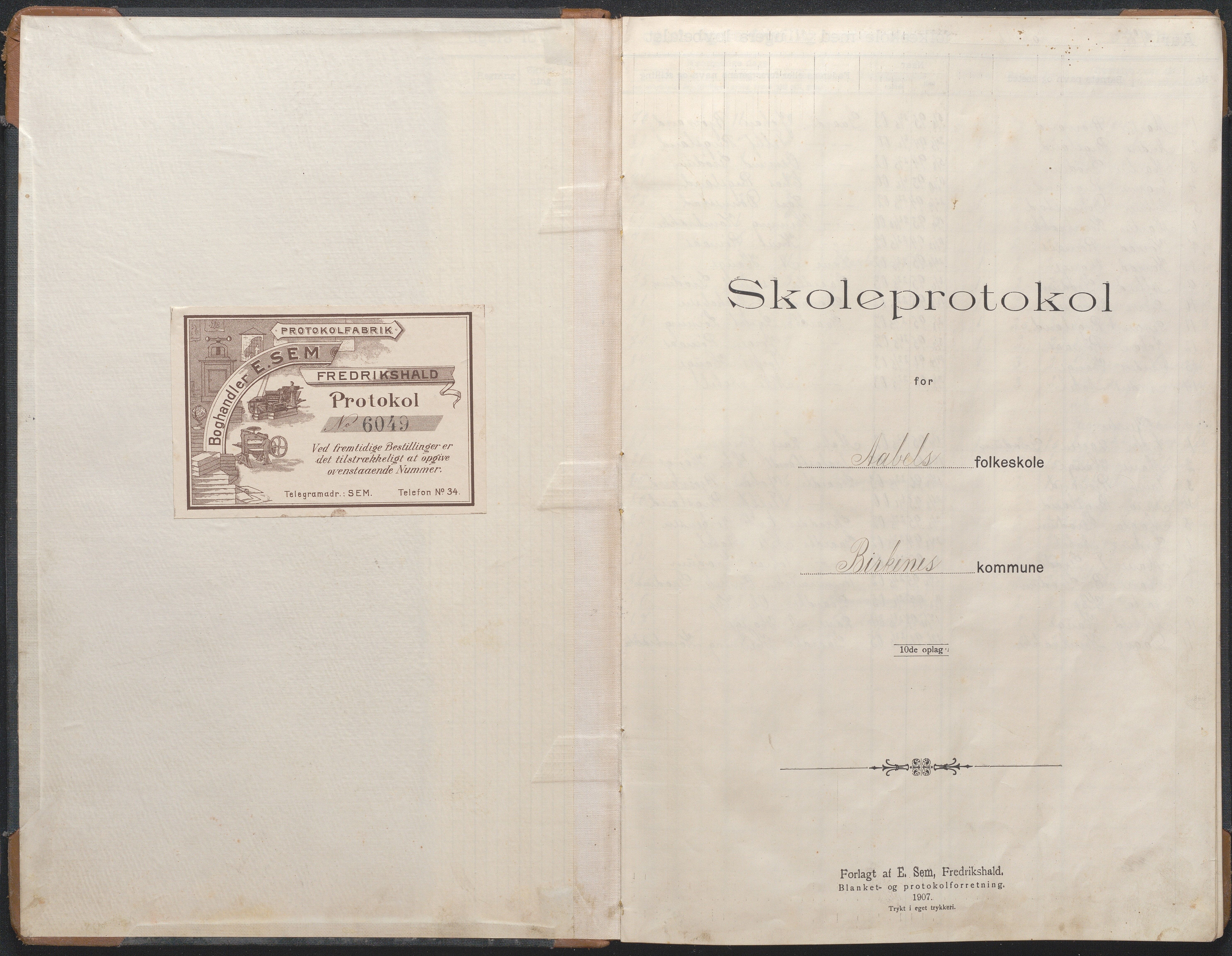 Birkenes kommune, Åbål, Svaland og Røynås skolekretser, AAKS/KA0928-550h_91/F02/L0003: Skoleprotokoll Åbål, 1907-1921