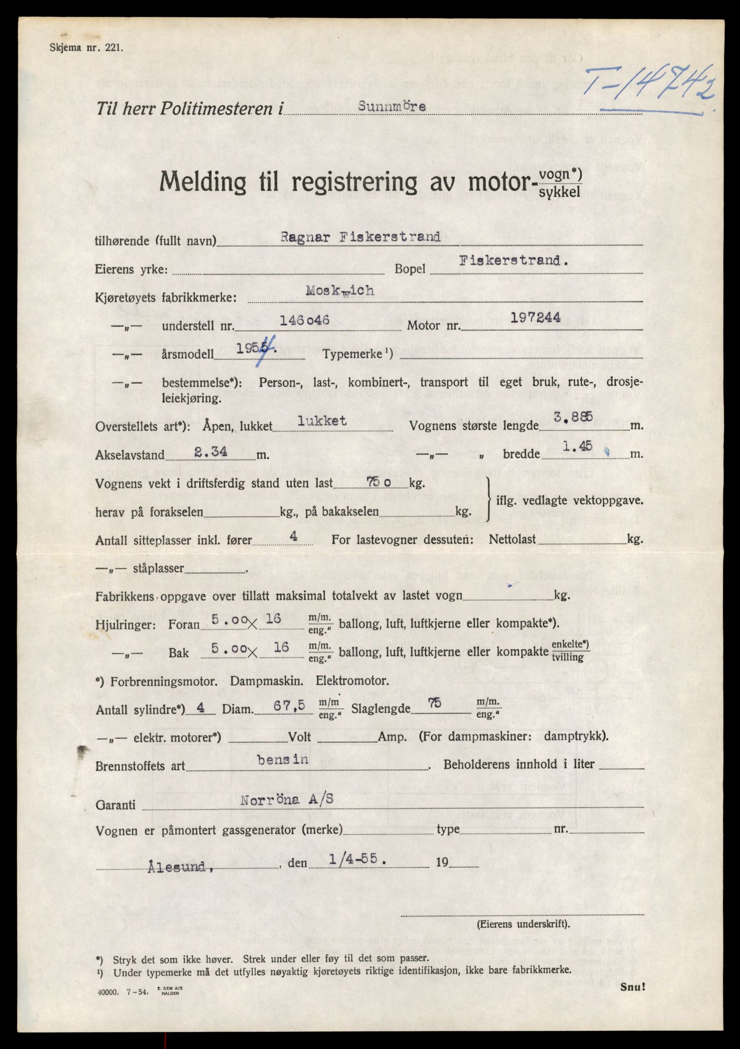 Møre og Romsdal vegkontor - Ålesund trafikkstasjon, AV/SAT-A-4099/F/Fe/L0048: Registreringskort for kjøretøy T 14721 - T 14863, 1927-1998, p. 457