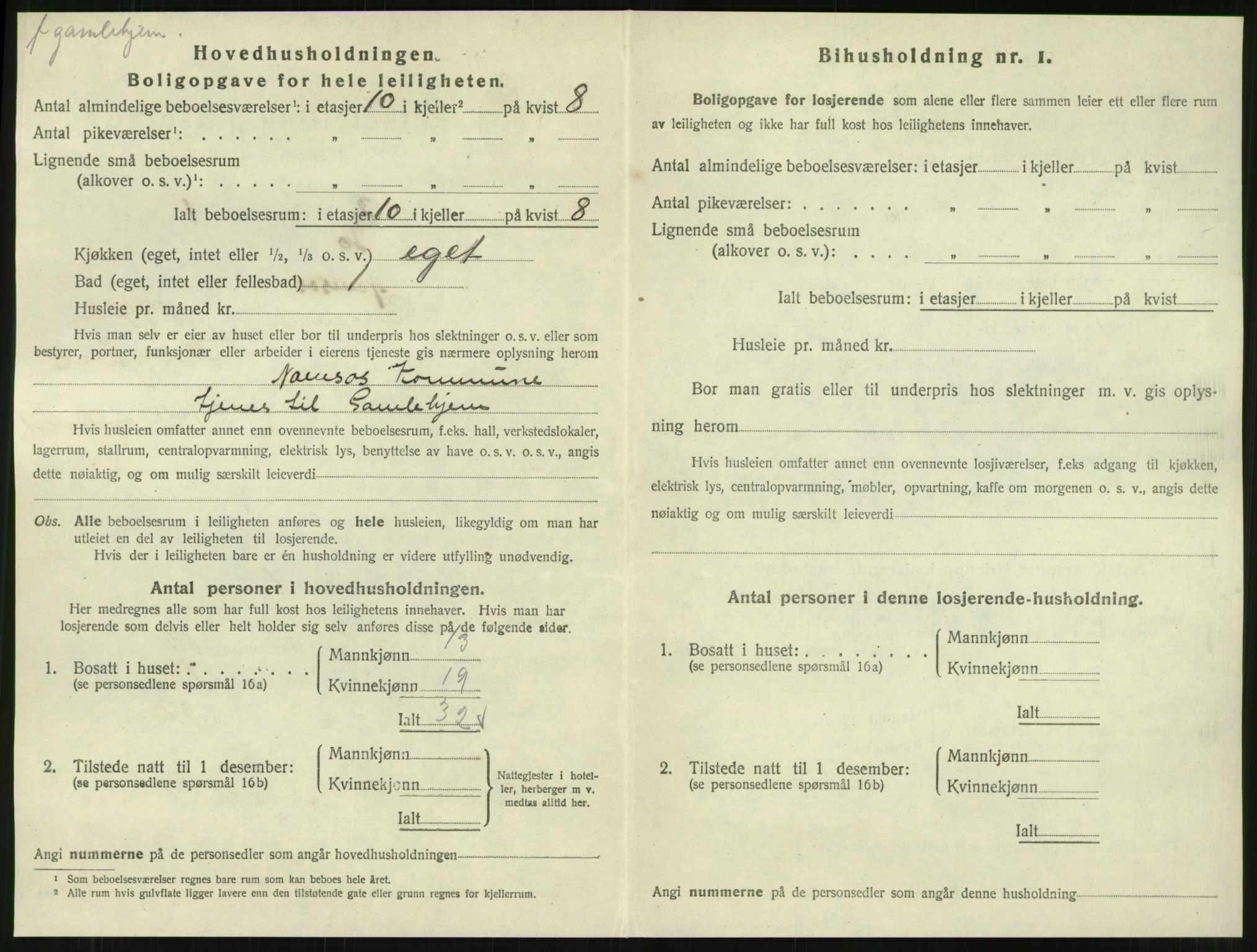 SAT, 1920 census for Namsos, 1920, p. 1498