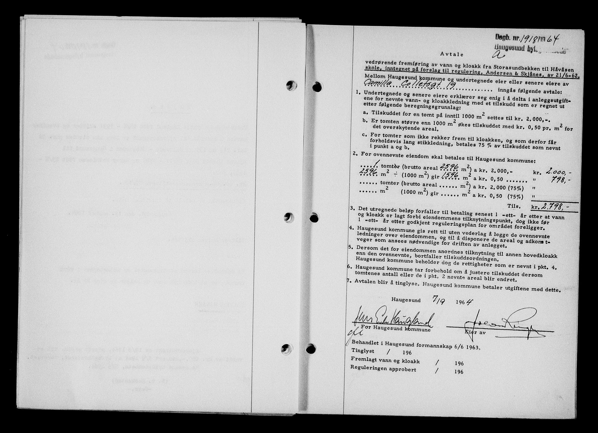 Haugesund tingrett, AV/SAST-A-101415/01/II/IIC/L0075: Mortgage book no. A 16, 1964-1965, Diary no: : 1918/1964