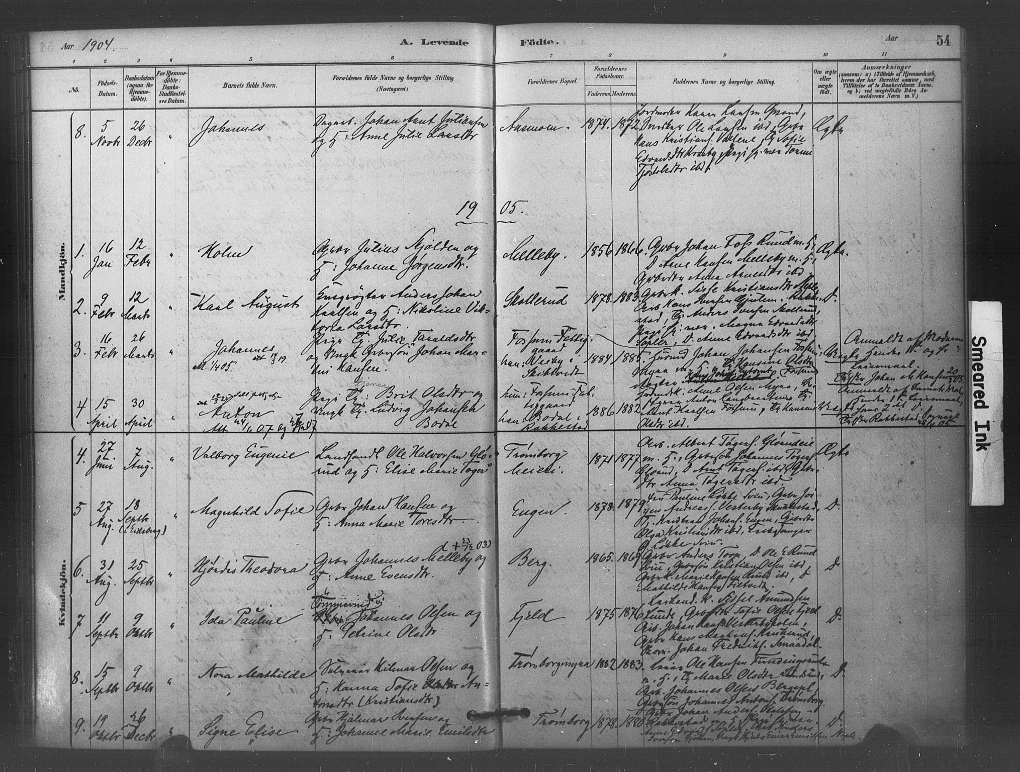 Eidsberg prestekontor Kirkebøker, AV/SAO-A-10905/F/Fc/L0001: Parish register (official) no. III 1, 1879-1905, p. 54