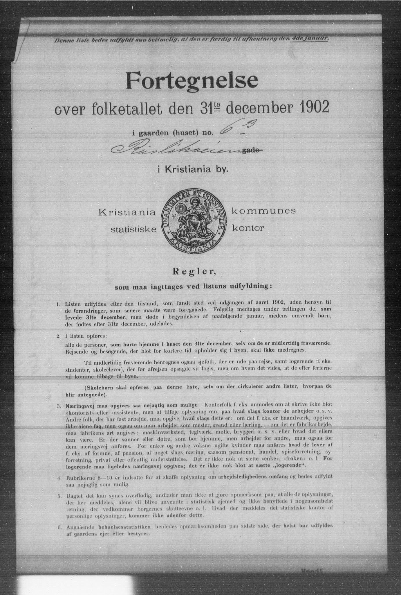 OBA, Municipal Census 1902 for Kristiania, 1902, p. 16101