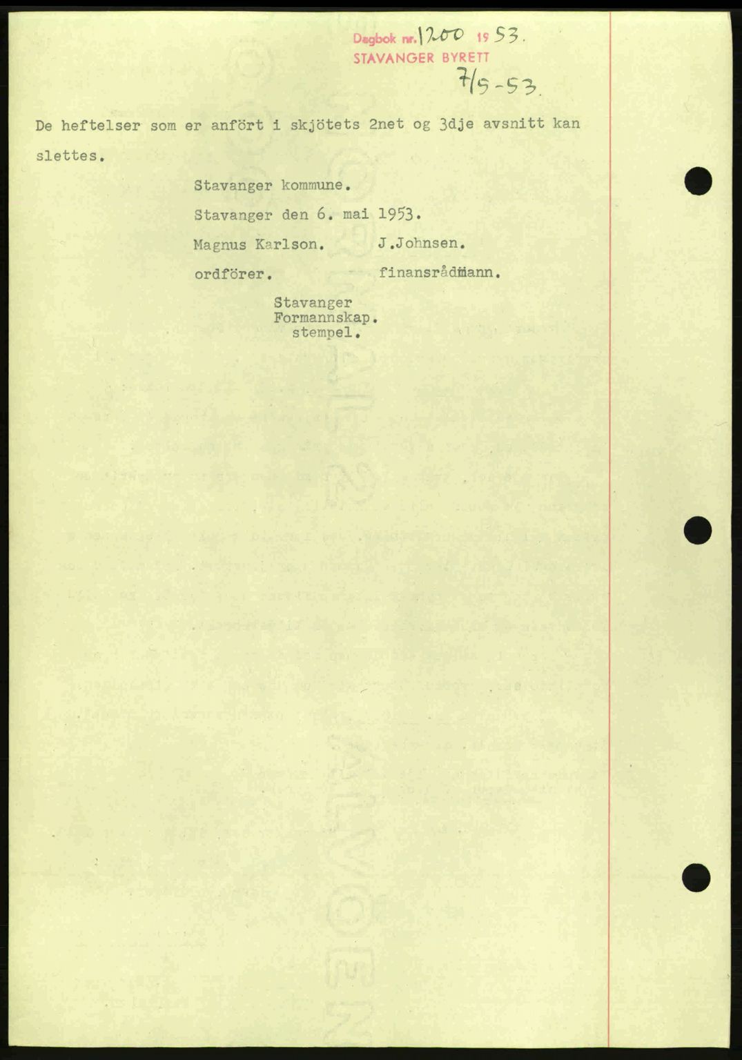 Stavanger byrett, AV/SAST-A-100455/002/G/Gb/L0018: Mortgage book no. A8, 1943-1945, Diary no: : 288/1944