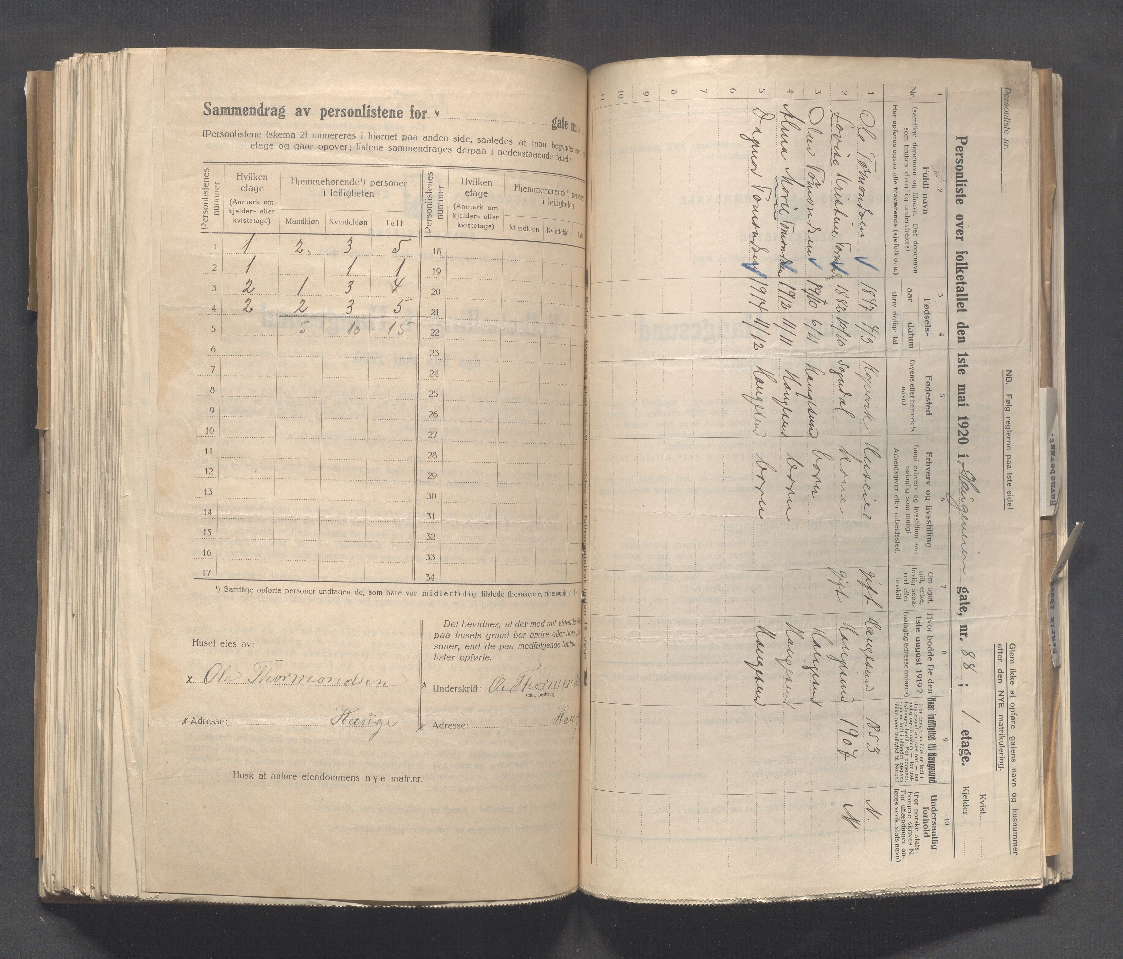 IKAR, Local census 1.5.1920 for Haugesund, 1920, p. 1373