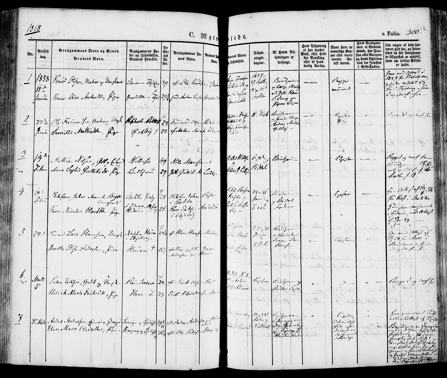 Tjølling kirkebøker, SAKO/A-60/F/Fa/L0006: Parish register (official) no. 6, 1835-1859, p. 300