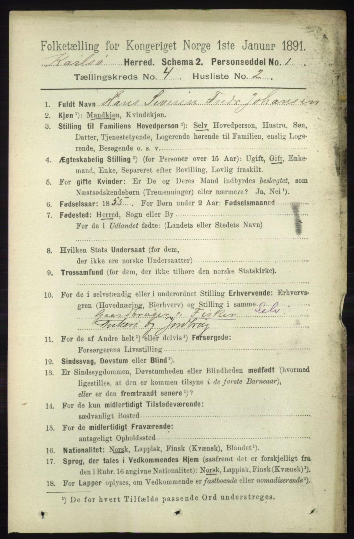 RA, 1891 census for 1936 Karlsøy, 1891, p. 840