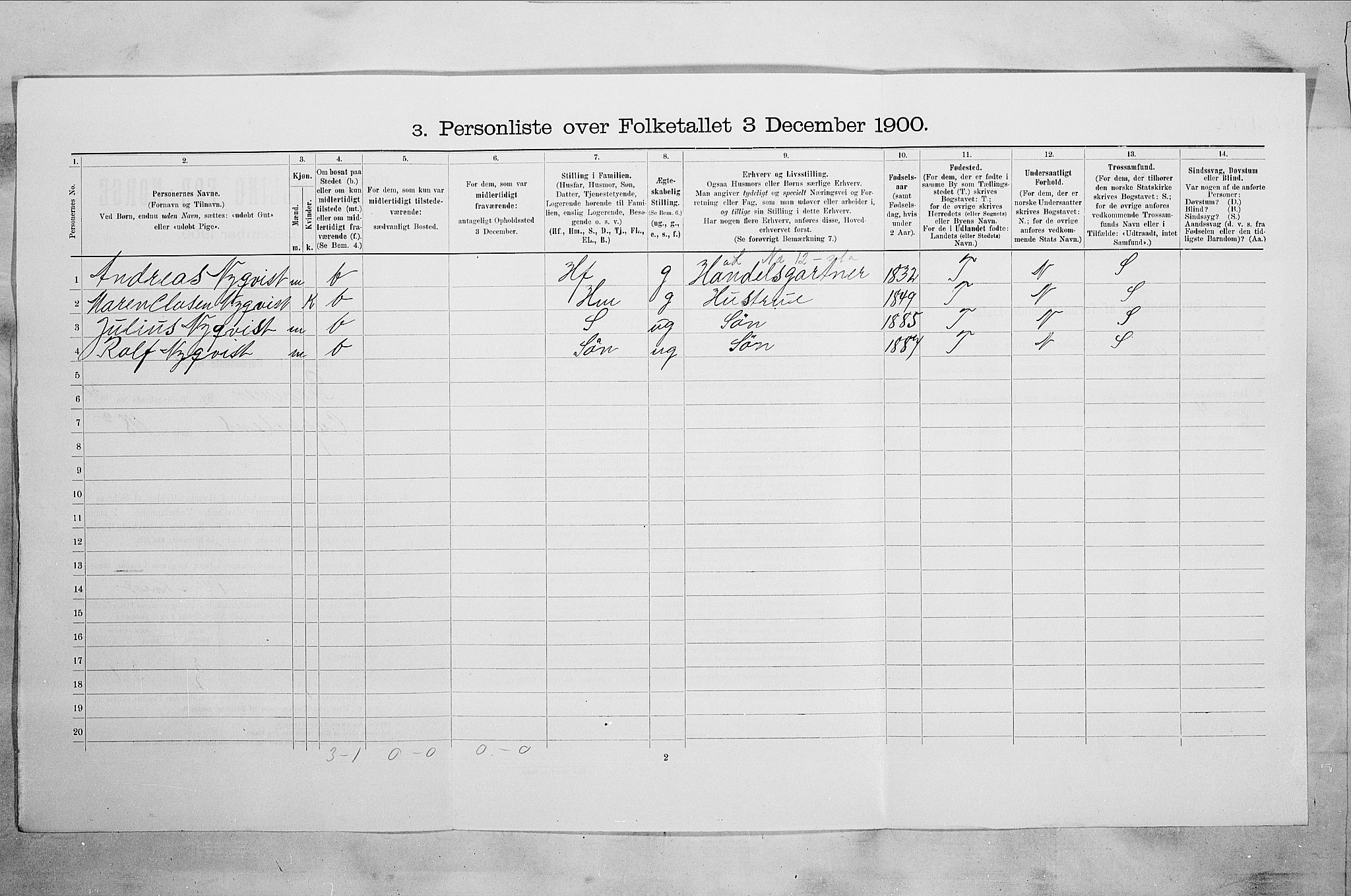 RA, 1900 census for Drammen, 1900, p. 4558