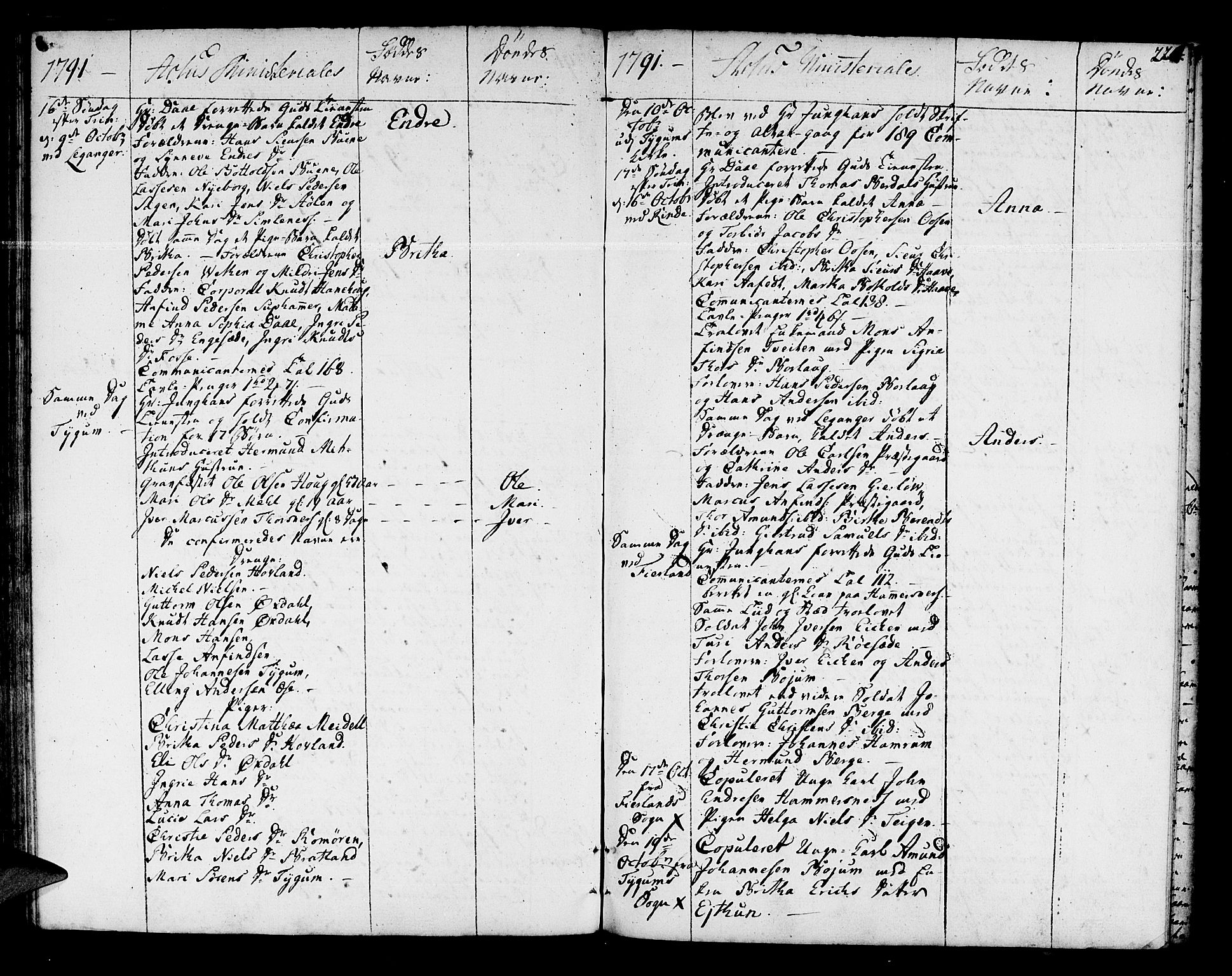 Leikanger sokneprestembete, AV/SAB-A-81001/H/Haa/Haaa/L0004: Parish register (official) no. A 4, 1770-1791, p. 224