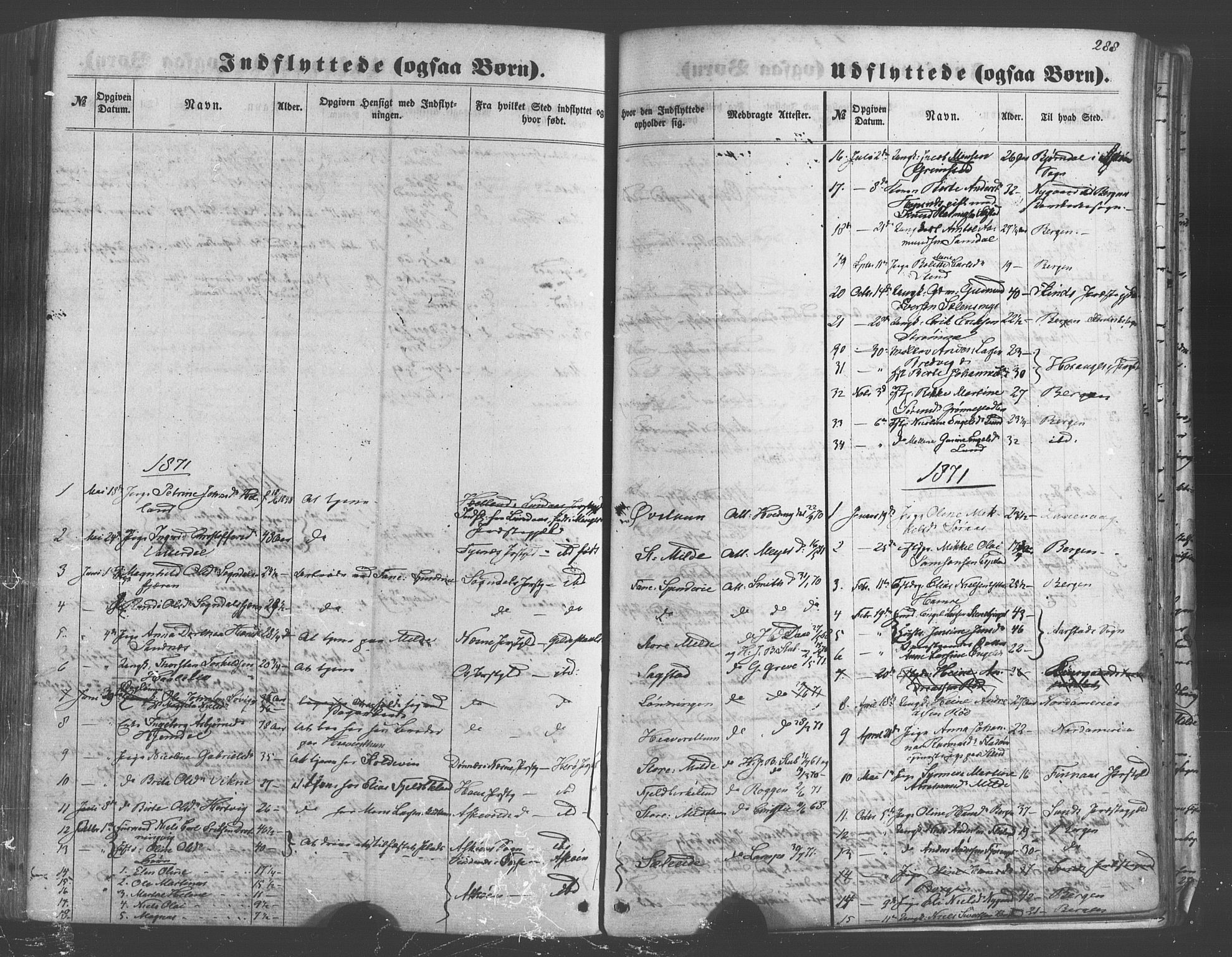 Fana Sokneprestembete, SAB/A-75101/H/Haa/Haaa/L0012: Parish register (official) no. A 12, 1862-1878, p. 288
