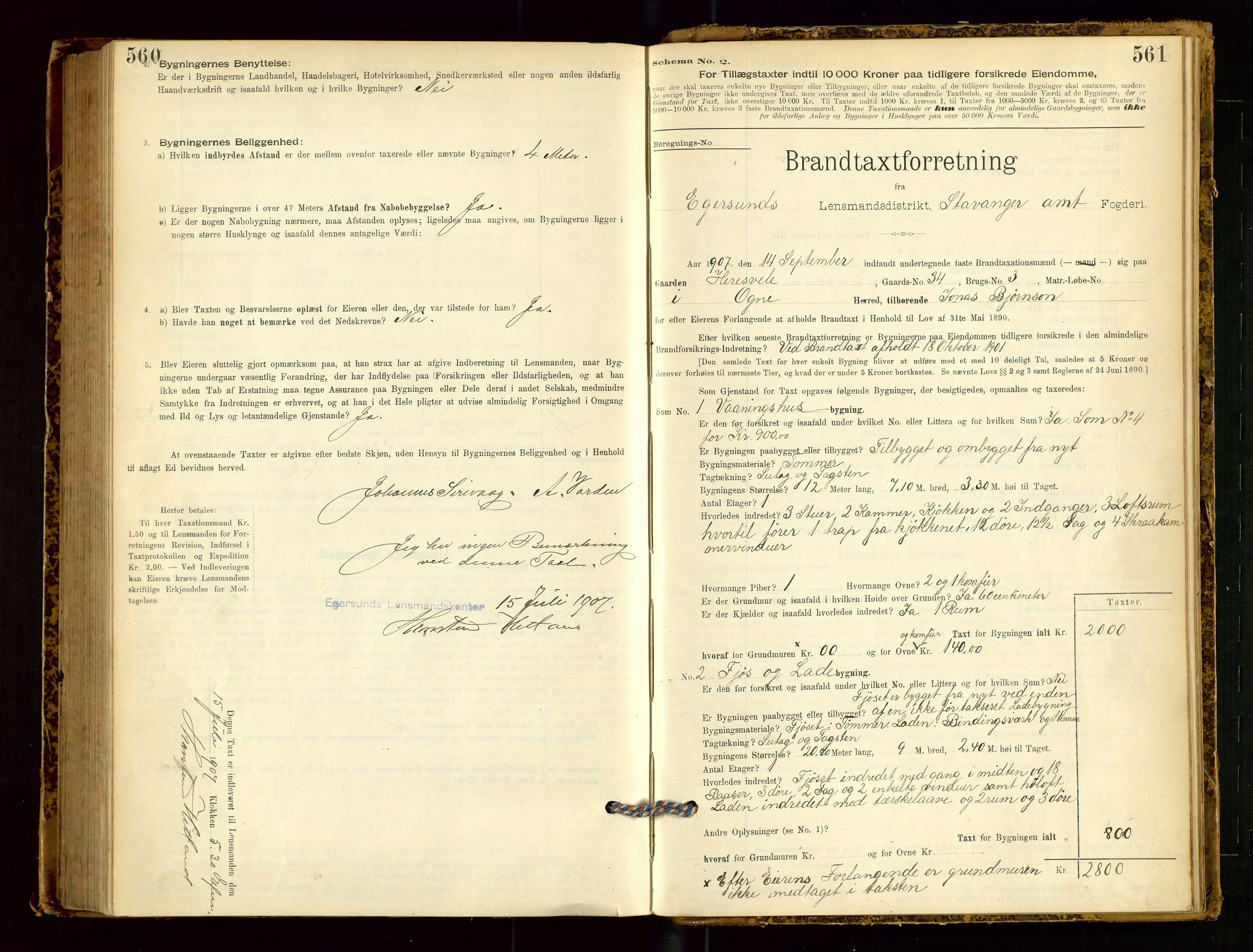 Eigersund lensmannskontor, AV/SAST-A-100171/Gob/L0001: Skjemaprotokoll, 1894-1909, p. 560-561