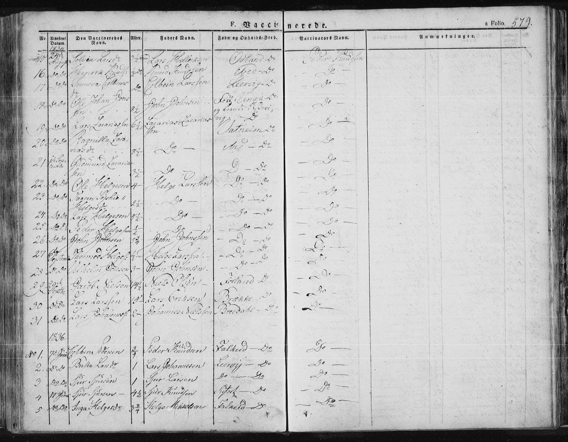 Tysvær sokneprestkontor, SAST/A -101864/H/Ha/Haa/L0001: Parish register (official) no. A 1.2, 1831-1856, p. 579