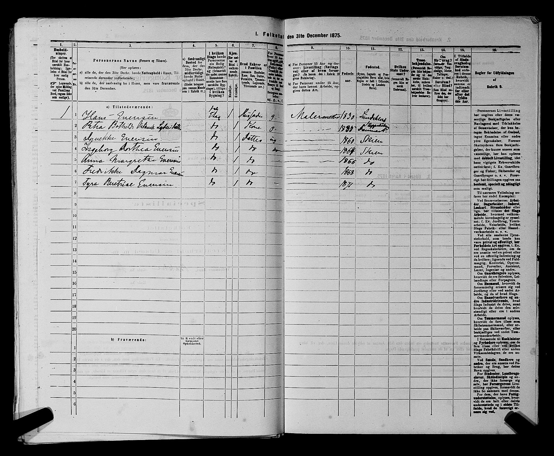 SAKO, 1875 census for 0806P Skien, 1875, p. 677