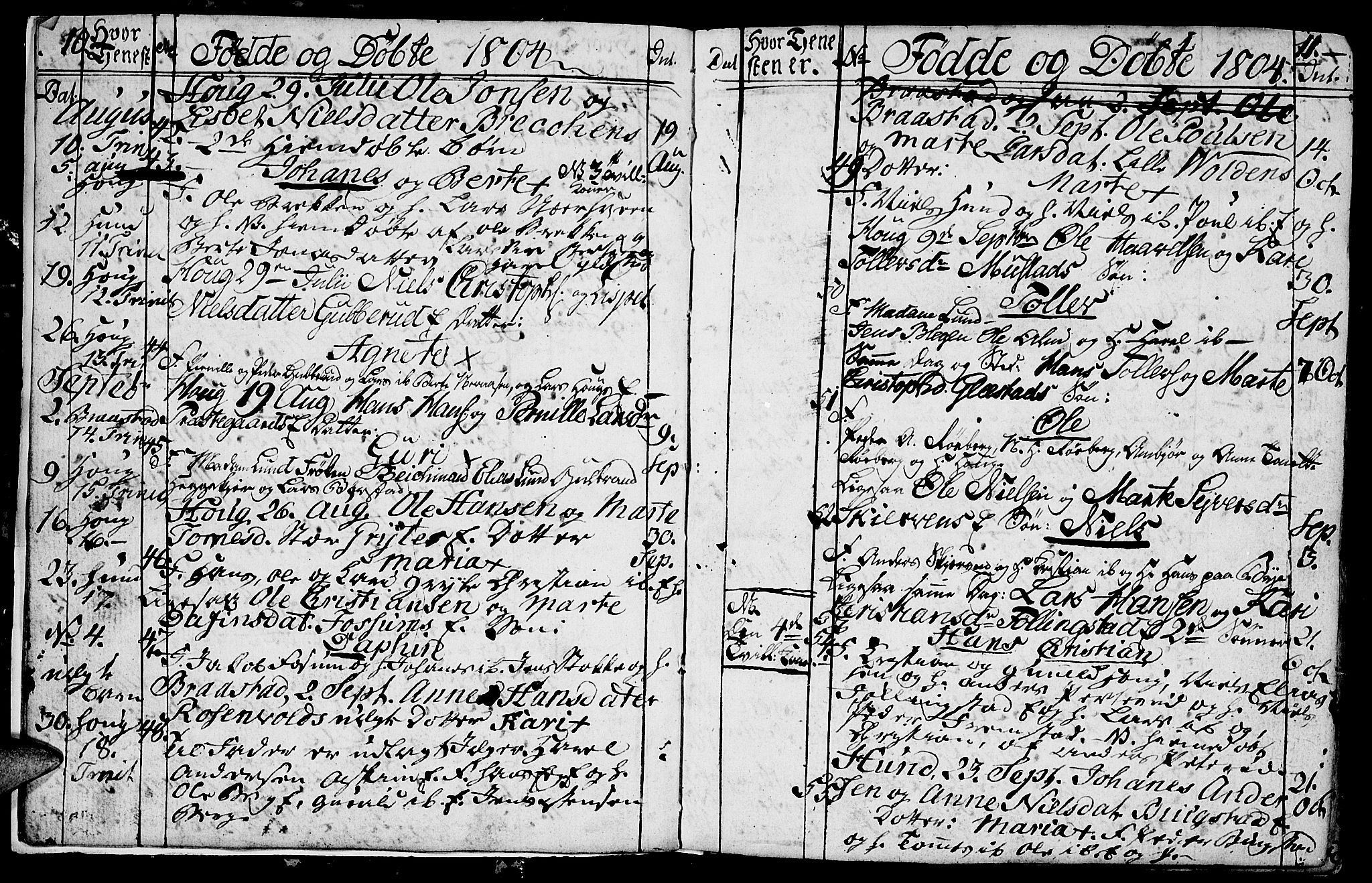 Vardal prestekontor, SAH/PREST-100/H/Ha/Hab/L0003: Parish register (copy) no. 3, 1803-1808, p. 10-11