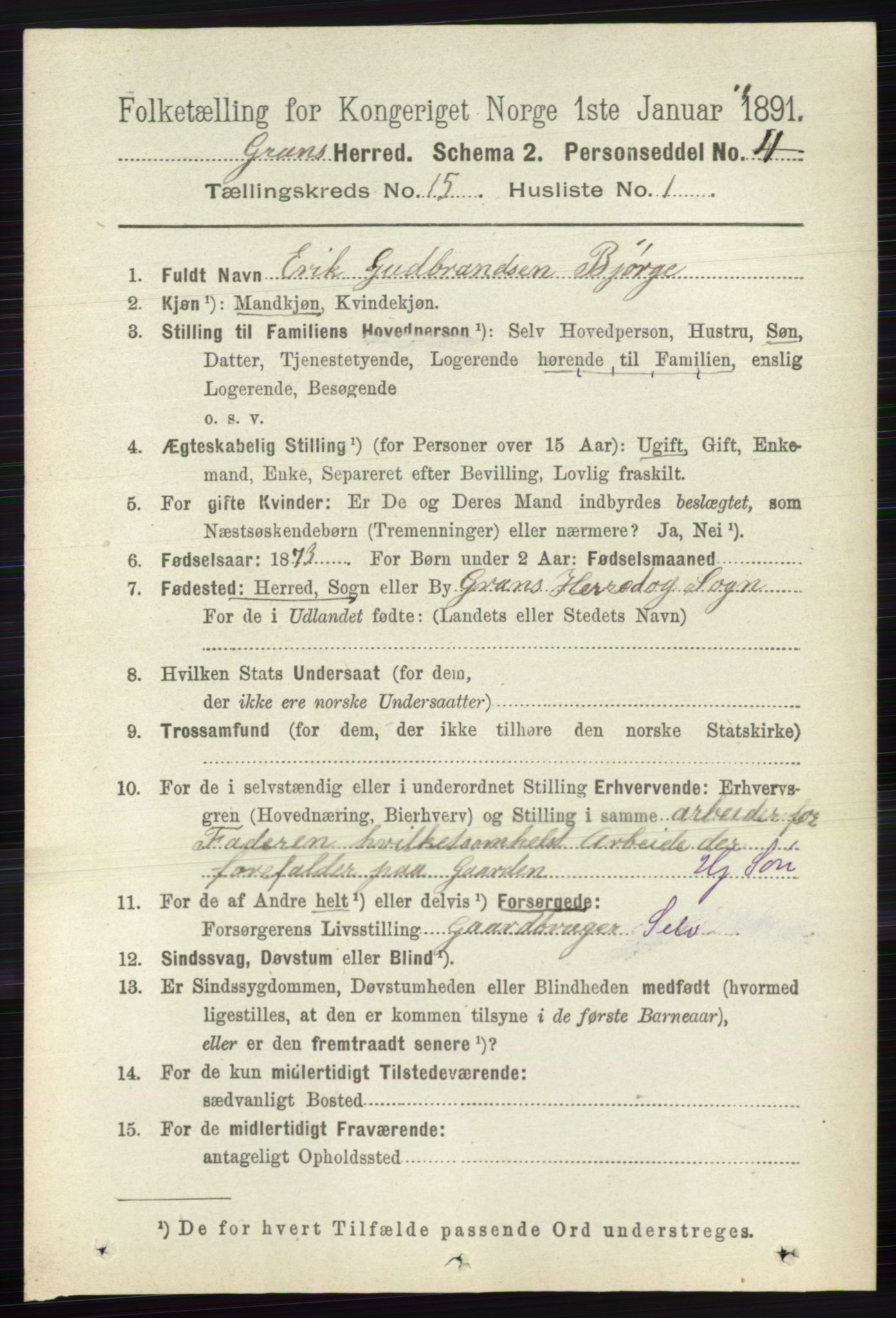 RA, 1891 census for 0534 Gran, 1891, p. 7621