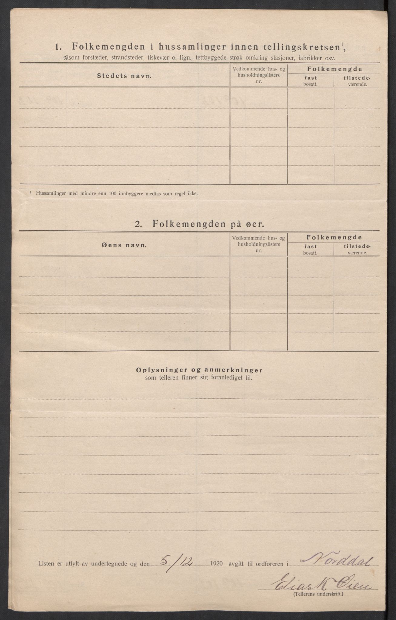 SAT, 1920 census for Norddal, 1920, p. 35