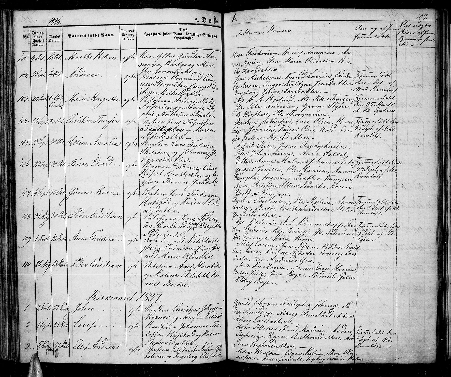 Tromøy sokneprestkontor, SAK/1111-0041/F/Fa/L0003: Parish register (official) no. A 3, 1825-1837, p. 107