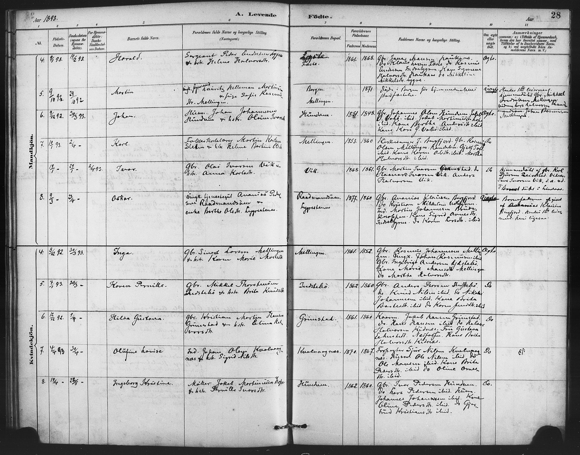 Lindås Sokneprestembete, SAB/A-76701/H/Haa: Parish register (official) no. E 1, 1886-1897, p. 28