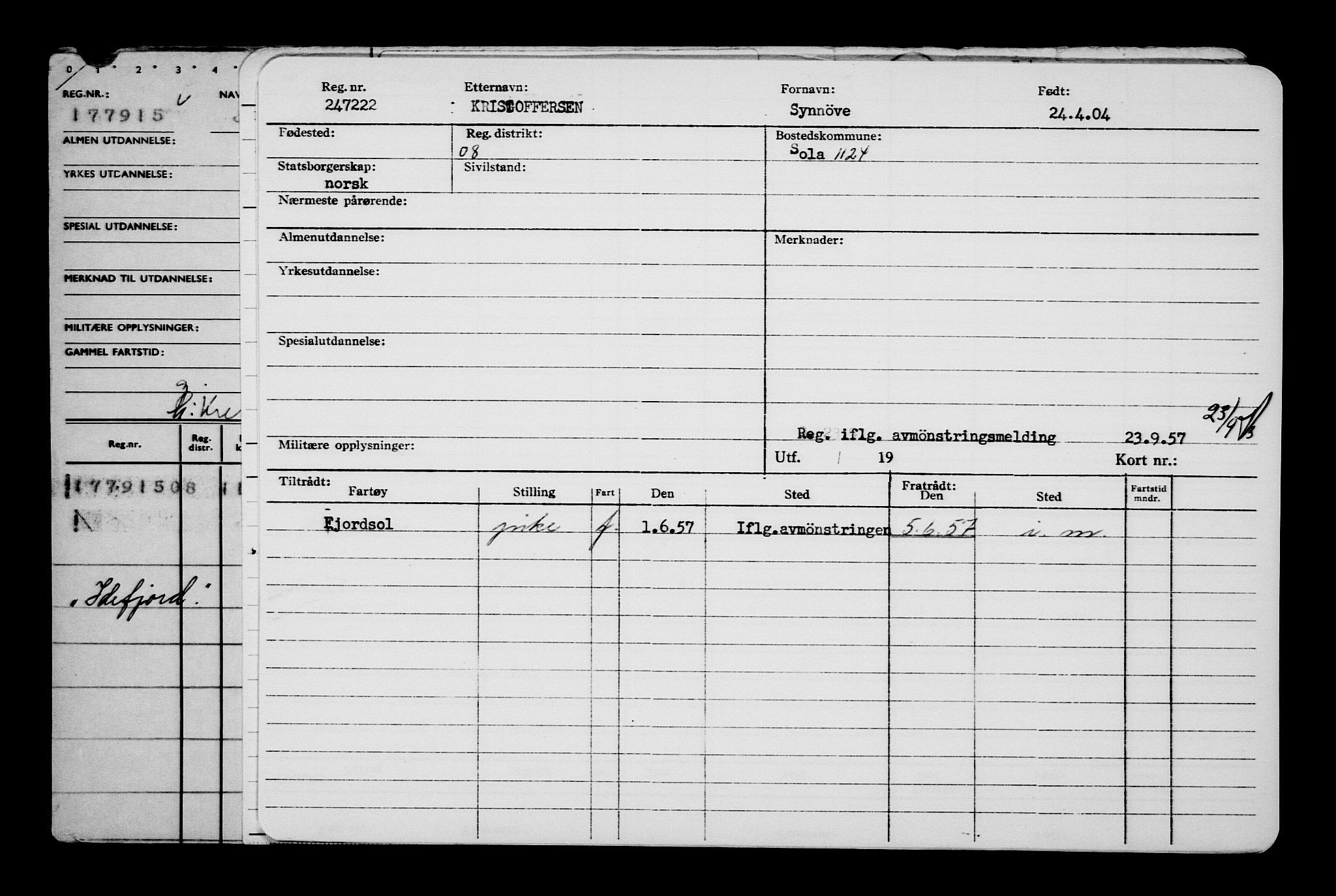 Direktoratet for sjømenn, AV/RA-S-3545/G/Gb/L0053: Hovedkort, 1904, p. 248