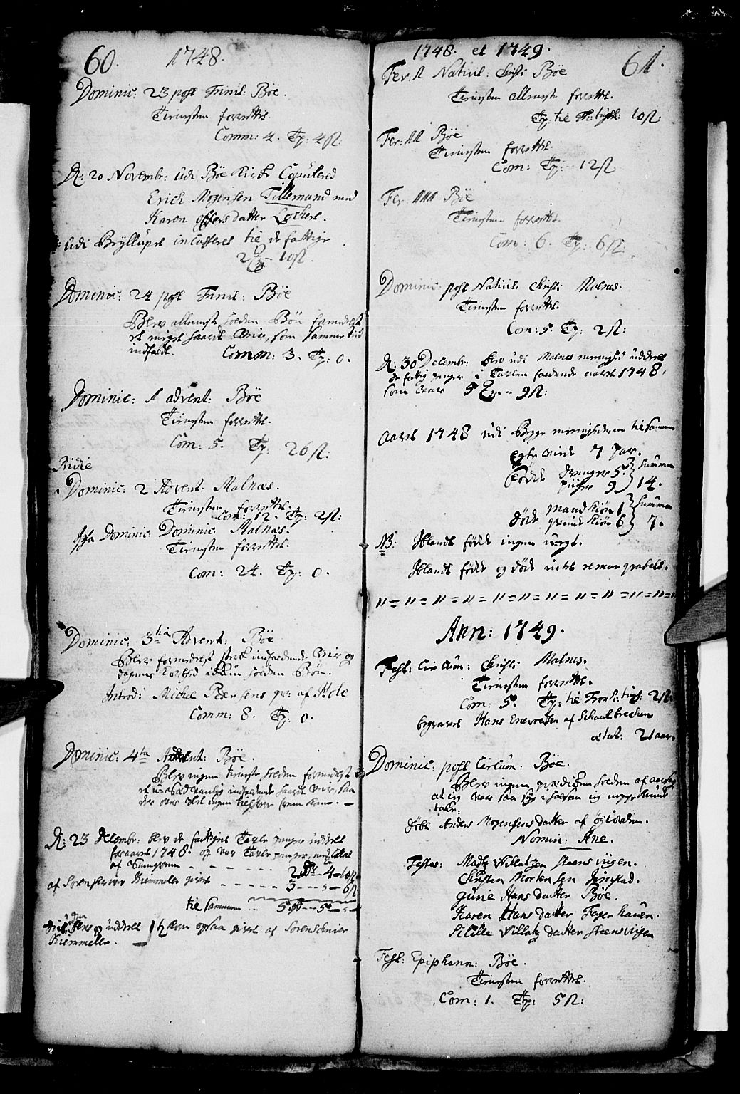 Ministerialprotokoller, klokkerbøker og fødselsregistre - Nordland, SAT/A-1459/891/L1296: Parish register (official) no. 891A01, 1741-1784, p. 60-61